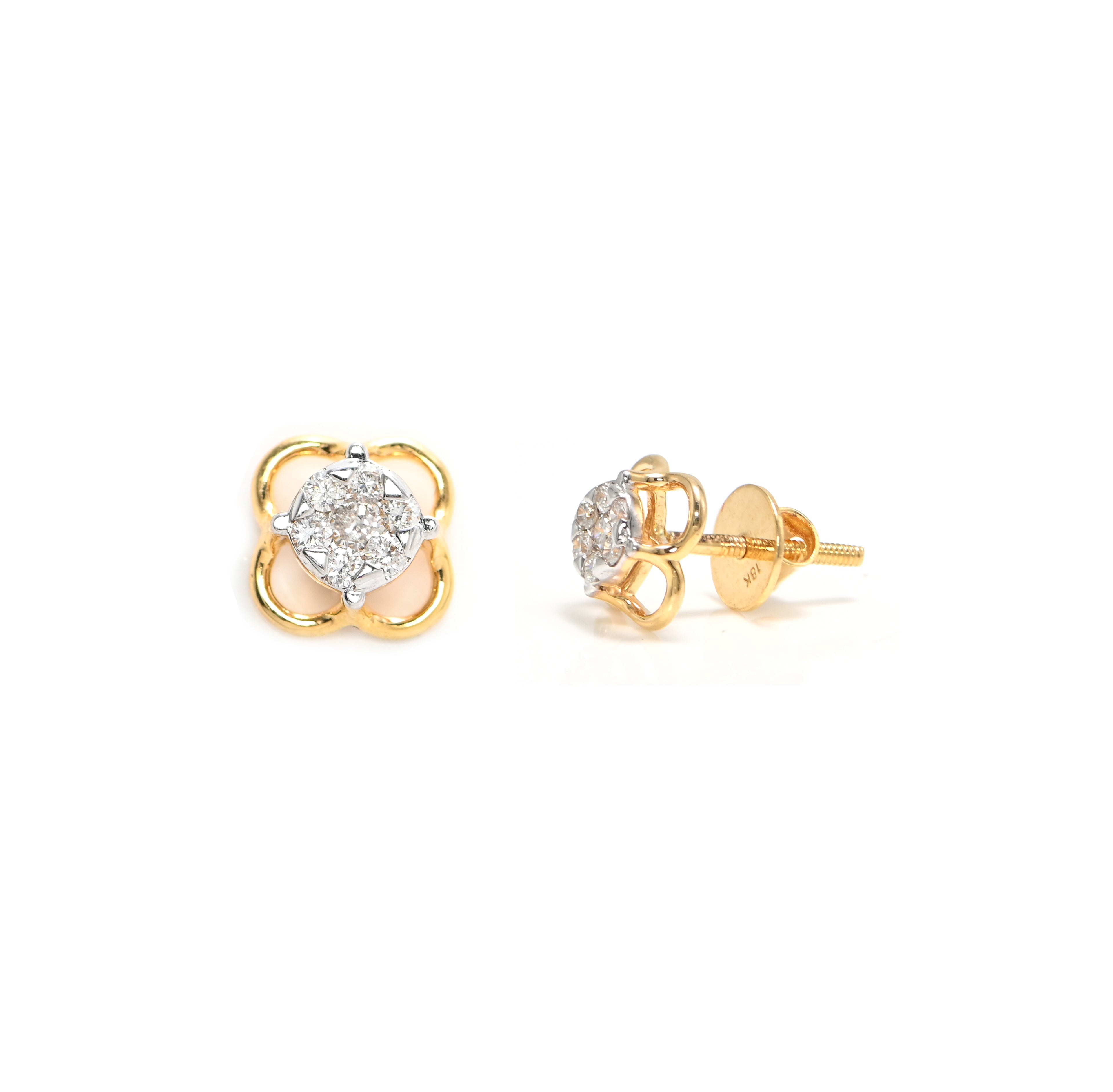 Timeless 18KT Gold Diamond Earrings Featuring Round Brilliant Diamonds