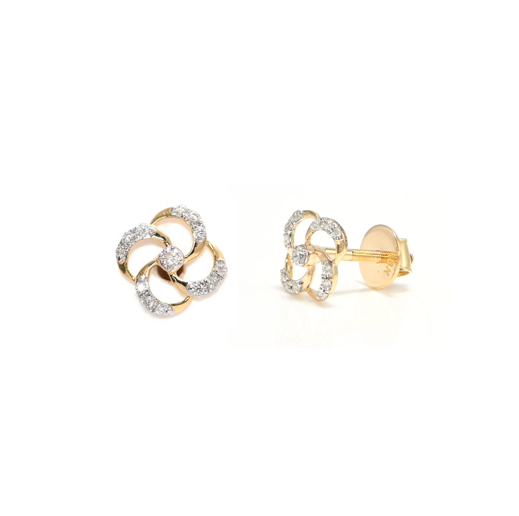 Premium 18KT Gold Diamond Earrings with Rhodium Finish & IGI Certification