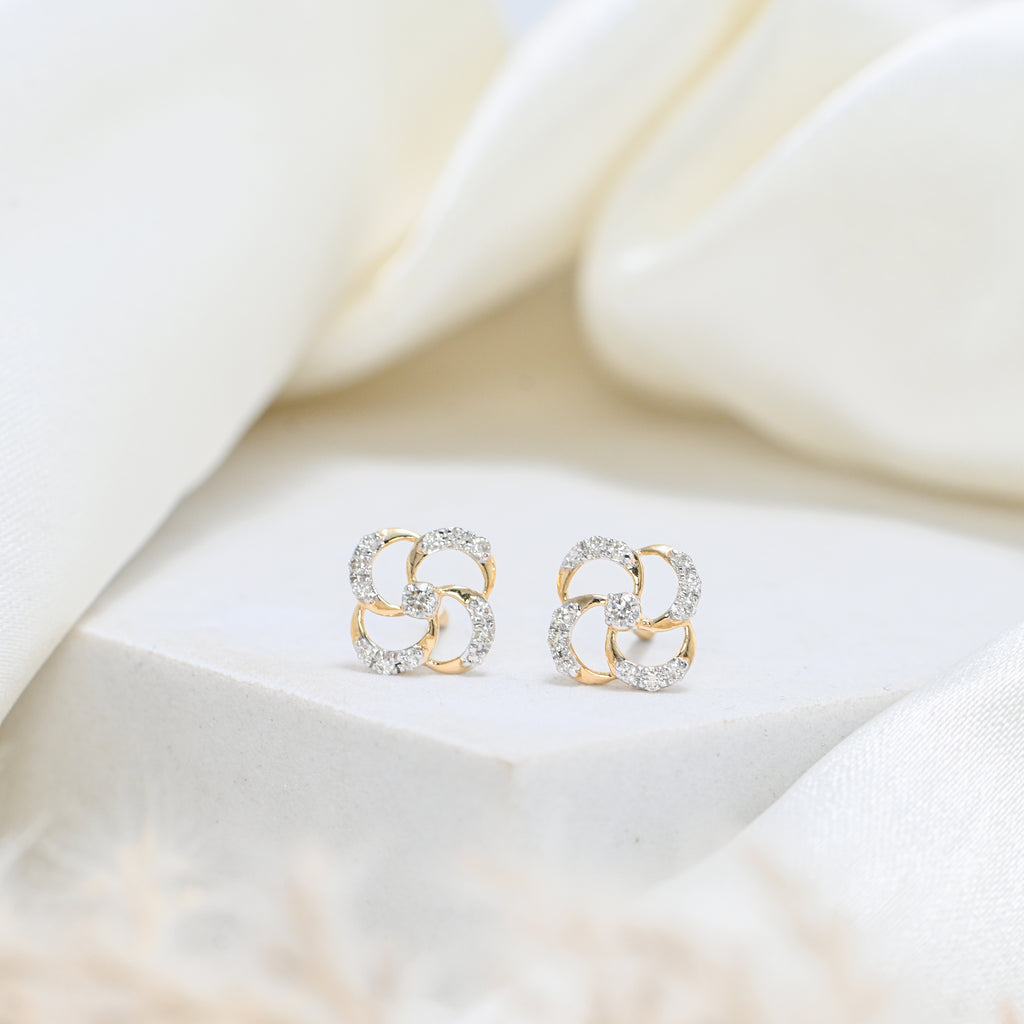 Premium 18KT Gold Diamond Earrings with Rhodium Finish & IGI Certification