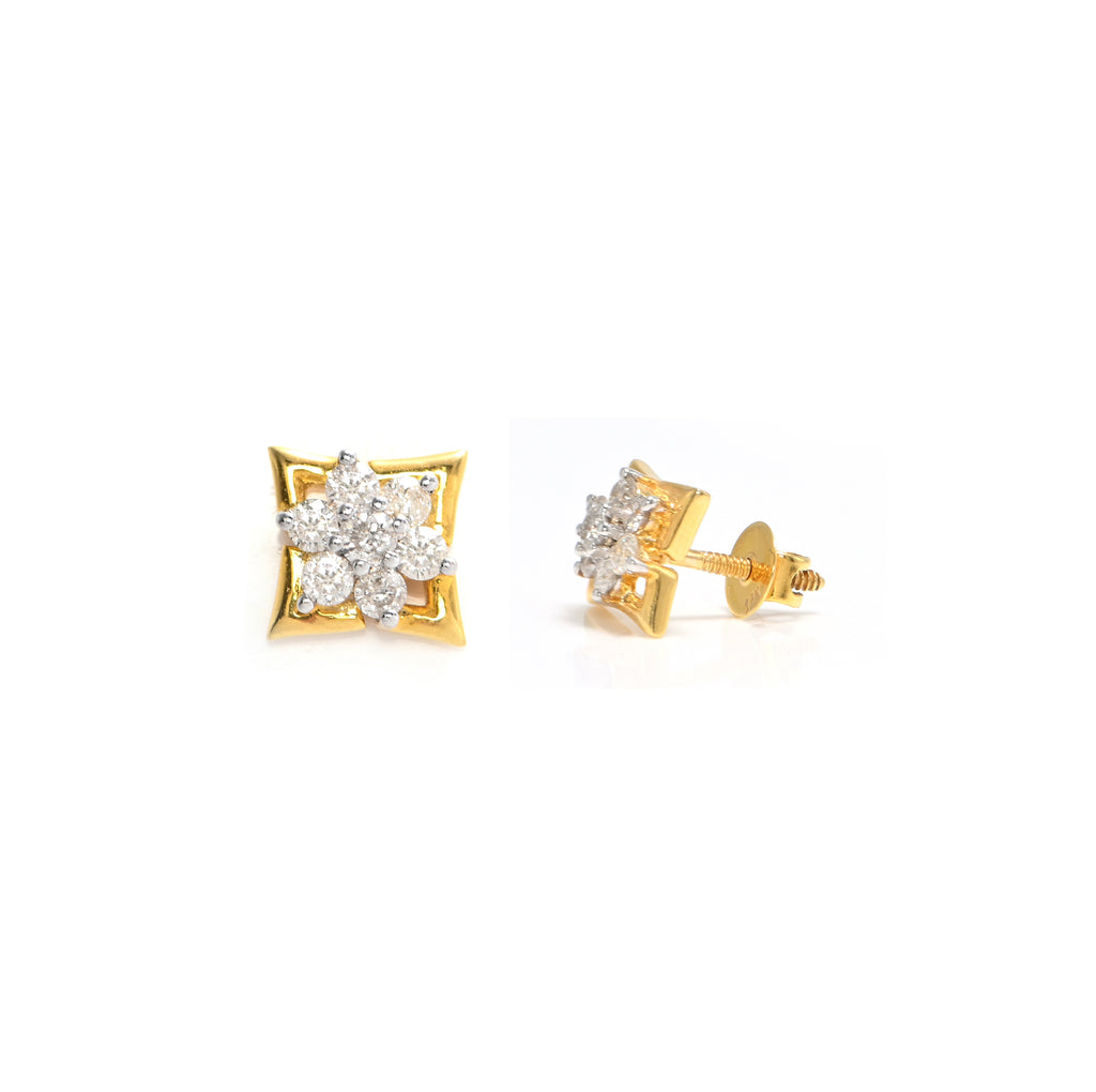 18KT Hallmark Gold Earrings with IGI Certified Round Brilliant Diamonds & Rhodium Finish