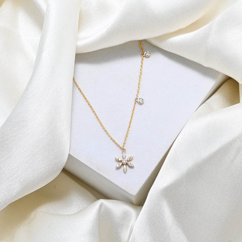 18KT Gold Diamond Necklace– Rhodium Finish, Fashion & Wedding Jewelry for Women