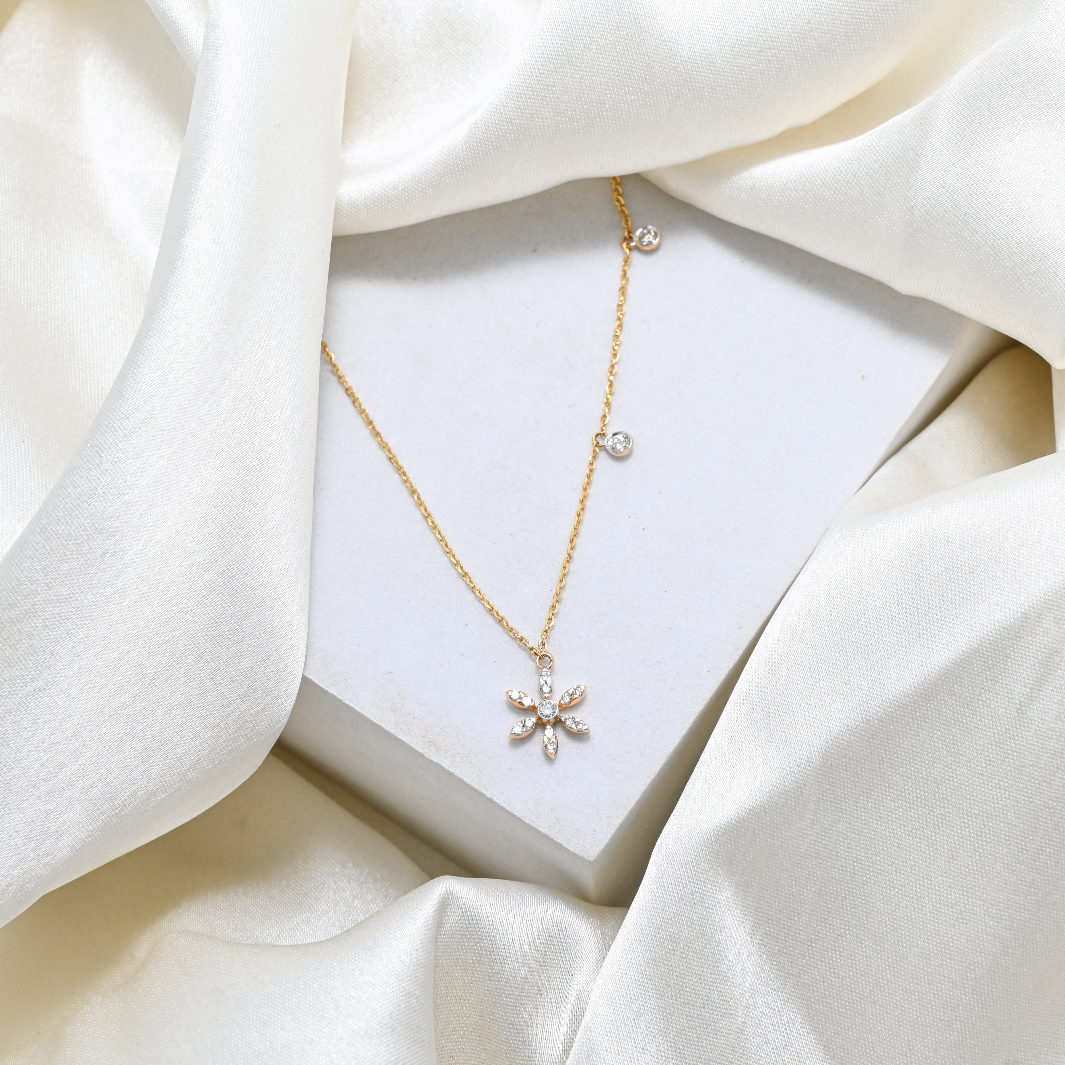 18KT Gold Diamond Necklace– Rhodium Finish, Fashion & Wedding Jewelry for Women