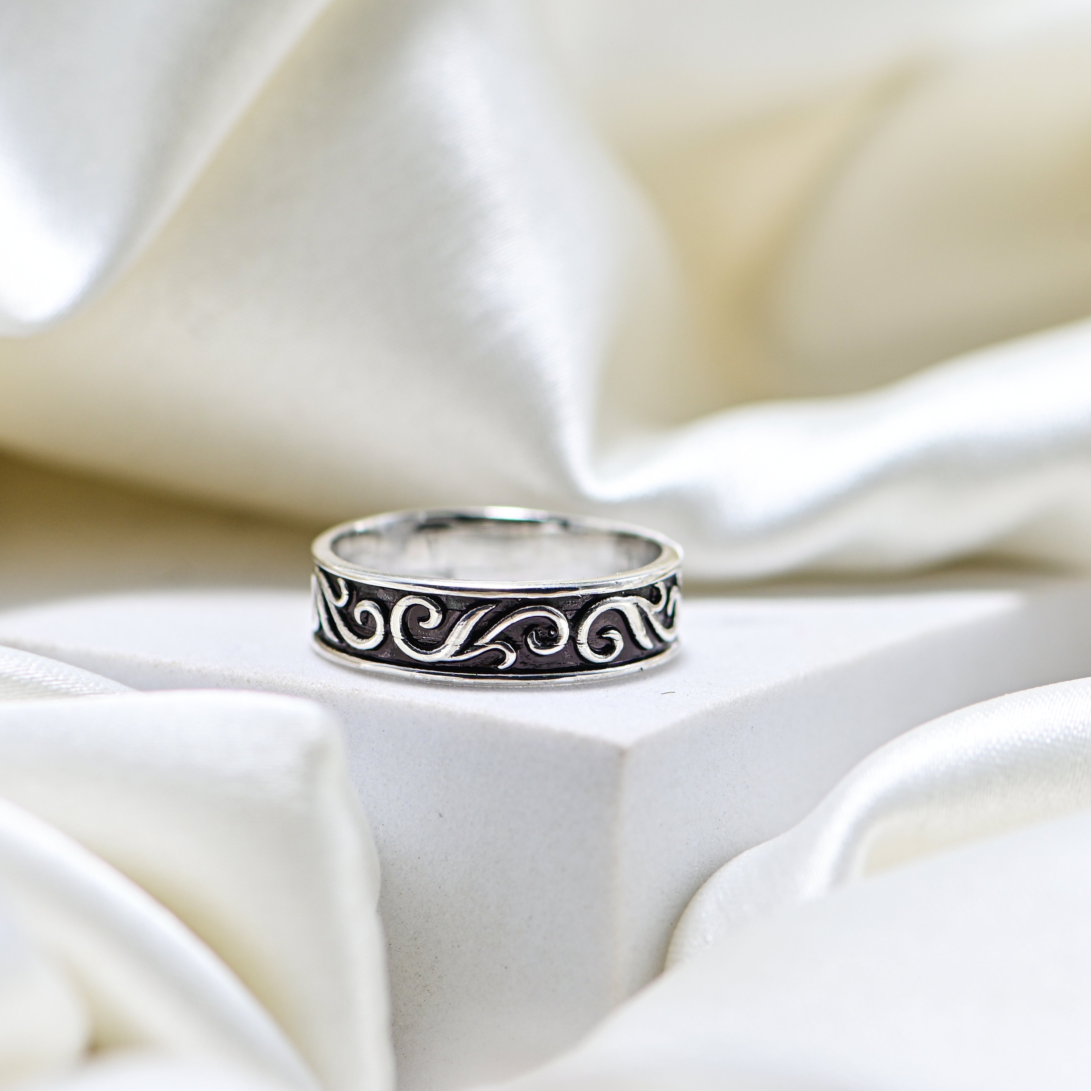 Men’s Rustic 925 Silver Ring, Antique Look