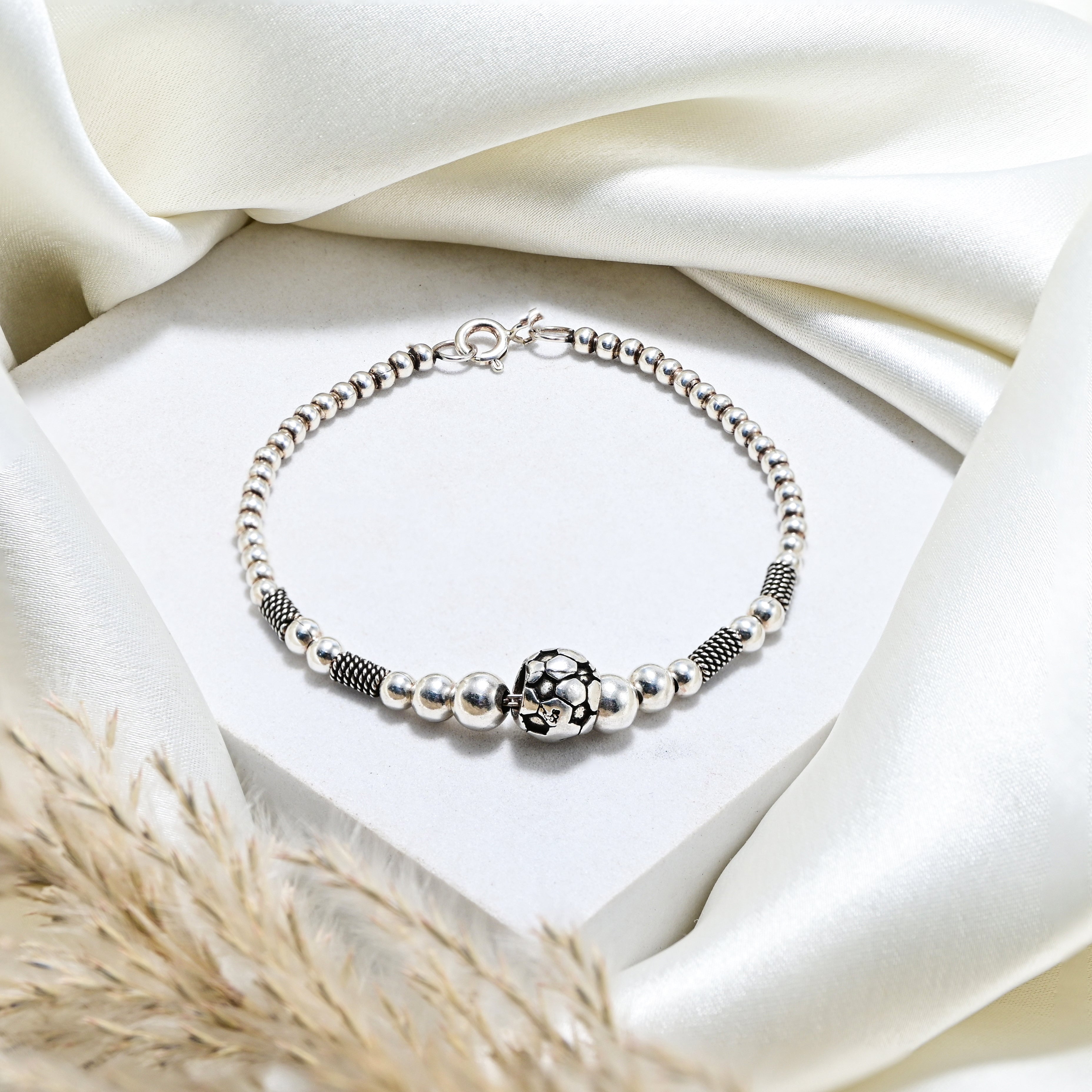 Oxidized Silver Beaded Bracelet Everyday Wear