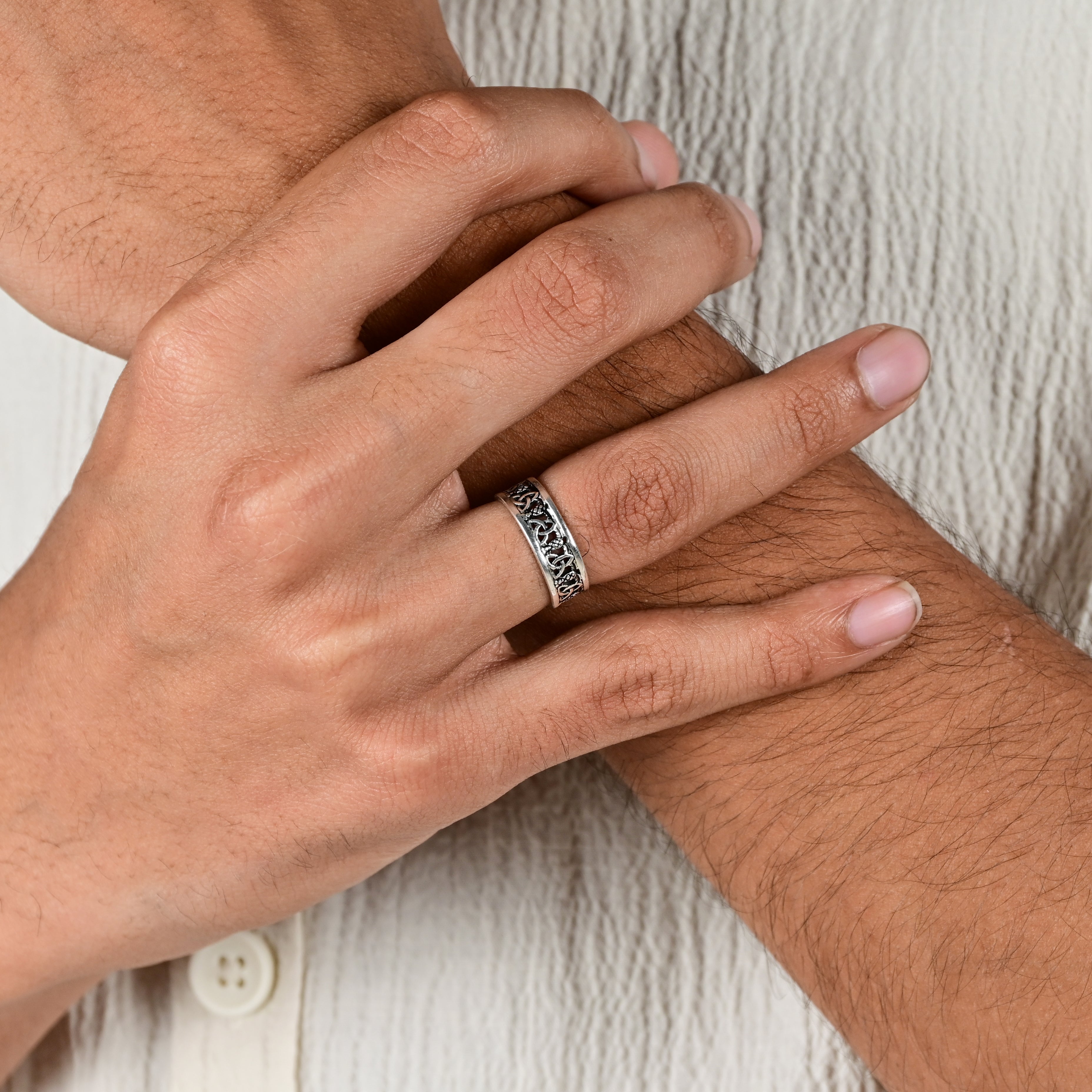925 Silver Rustic Men’s Band Ring Gift for Husband