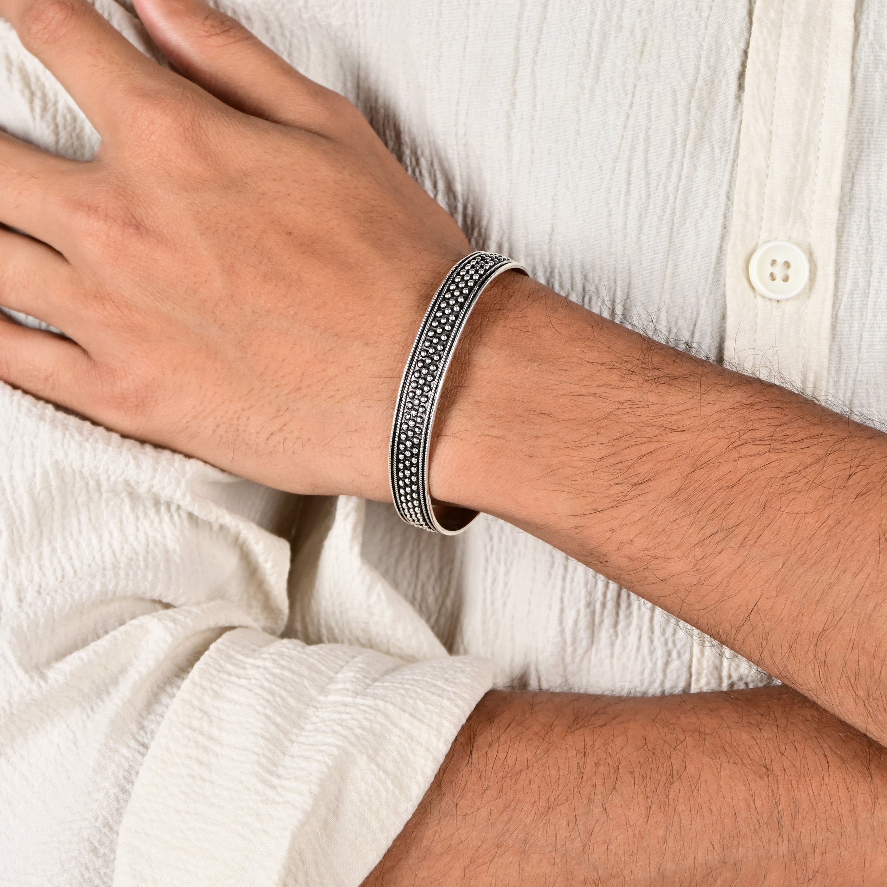 Tribal Silver Chain Kada Vintage Handmade Men Bracelet