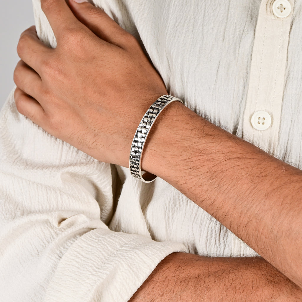 Vintage Handmade Tribal Silver Chain Kada for Men