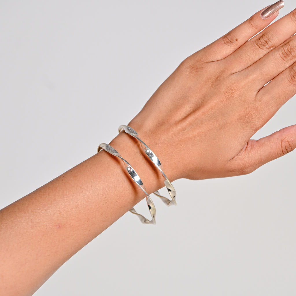 Sterling Silver Kada Bracelet Traditional Indian Chudiya Elegant Everyday Jewelry for Women