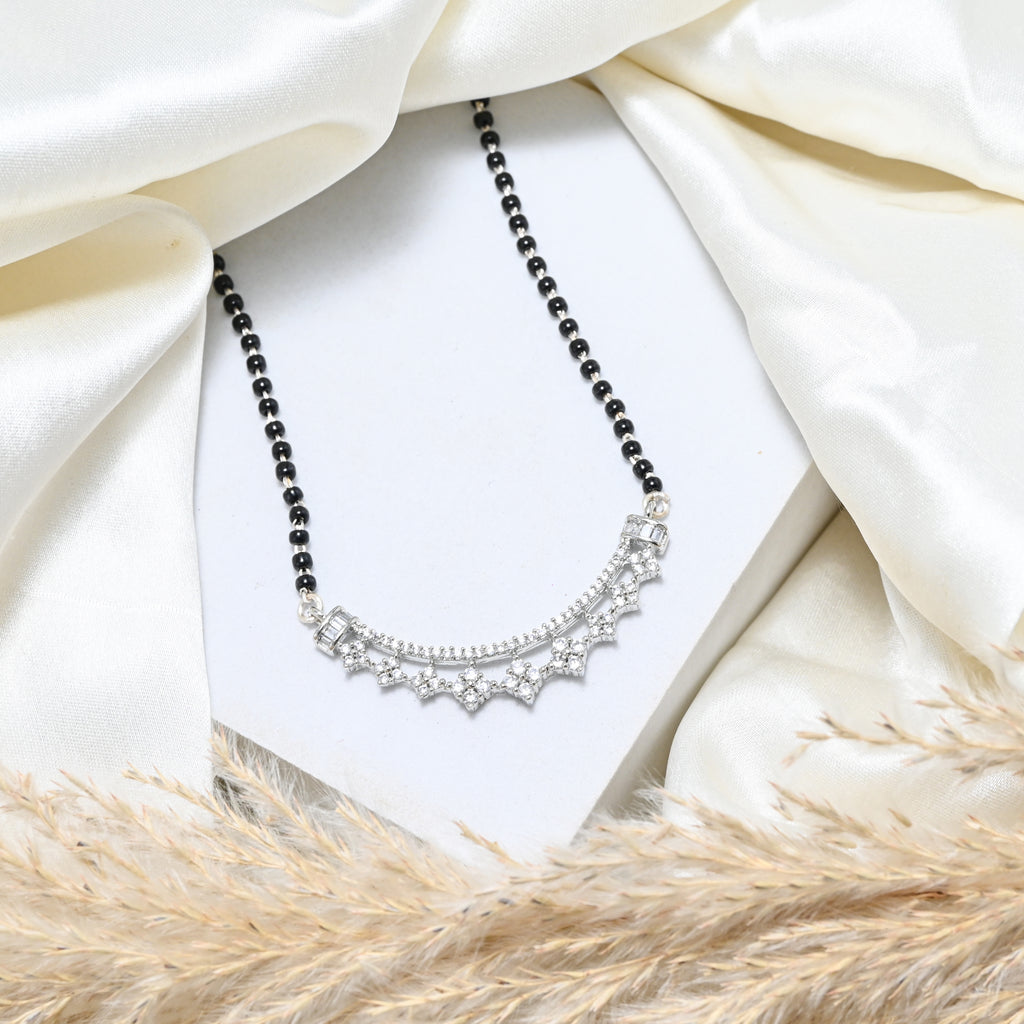 925 Silver Mangalsutra with Sparkling Round CZ Stones