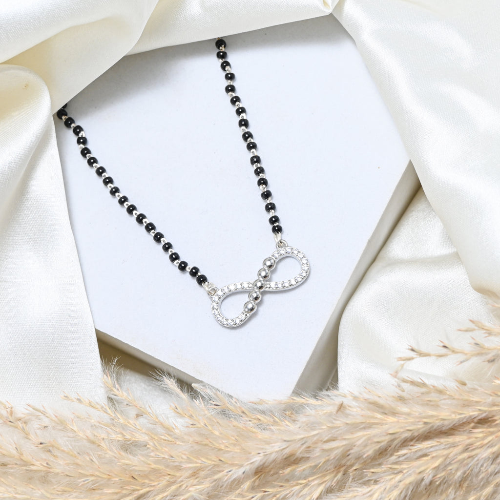 Rhodium Finish 925 Sterling Silver CZ Mangalsutra