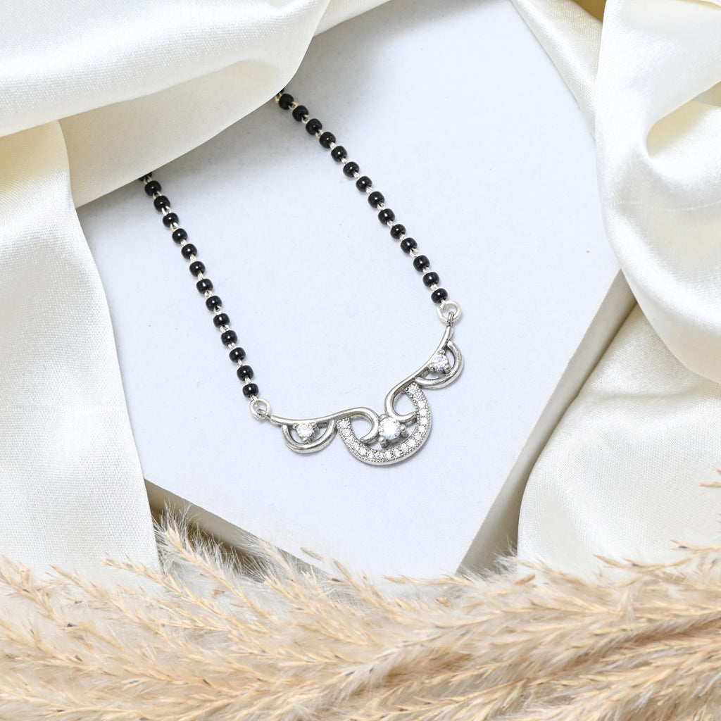 925 Silver Rhodium Finish CZ Mangalsutra Everyday Wear