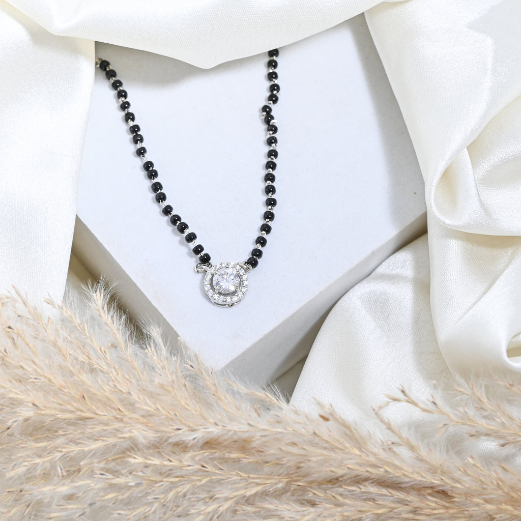 Modern Heritage Sterling Silver Cubic Zirconia Mangalsutra