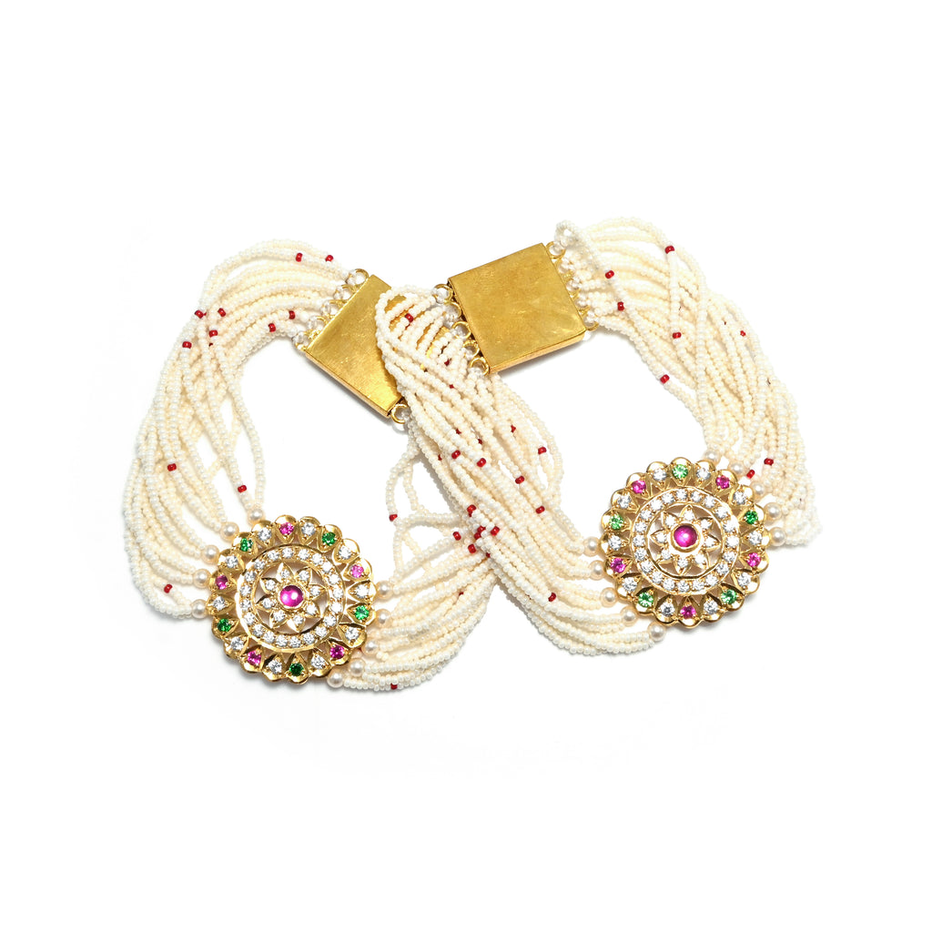 925 Sterling Silver Gold-Plated Multi-Colour Stone & Pearl Bracelets