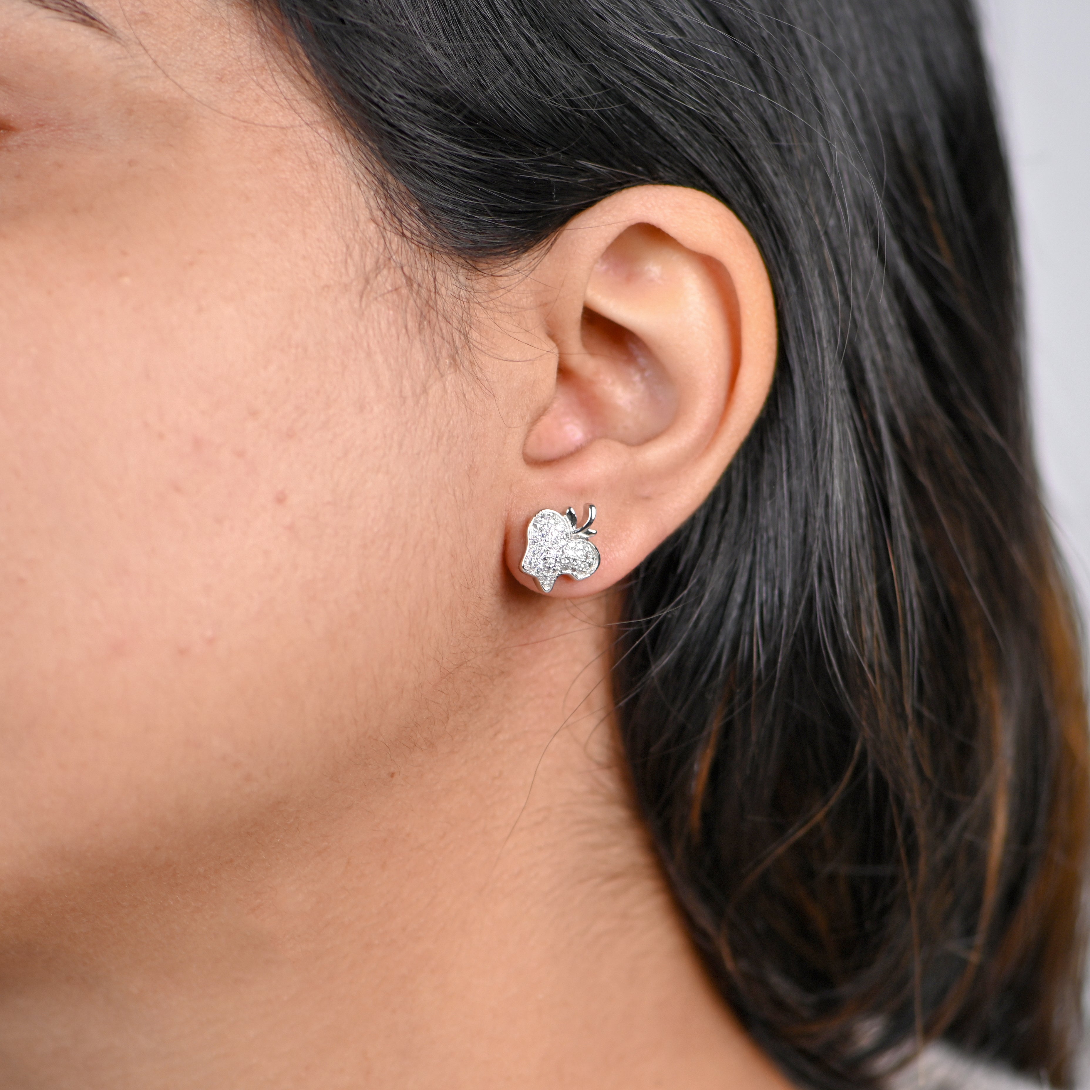 Rhodium-Plated 925 Sterling Silver Earrings with Round Brilliant CZ