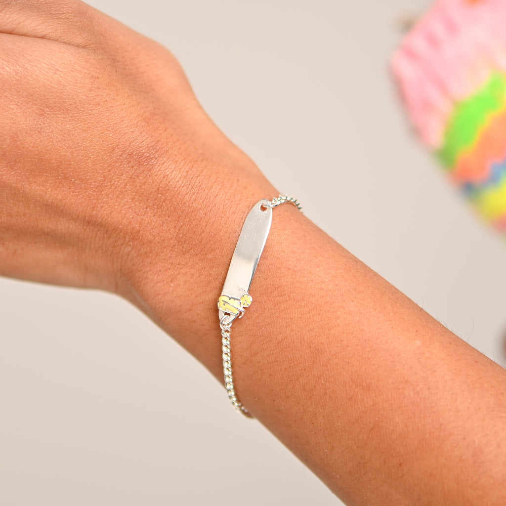 Cute Baby Girl Yellow Bracelet in 925 Sterling Silver Adjustable Chain
