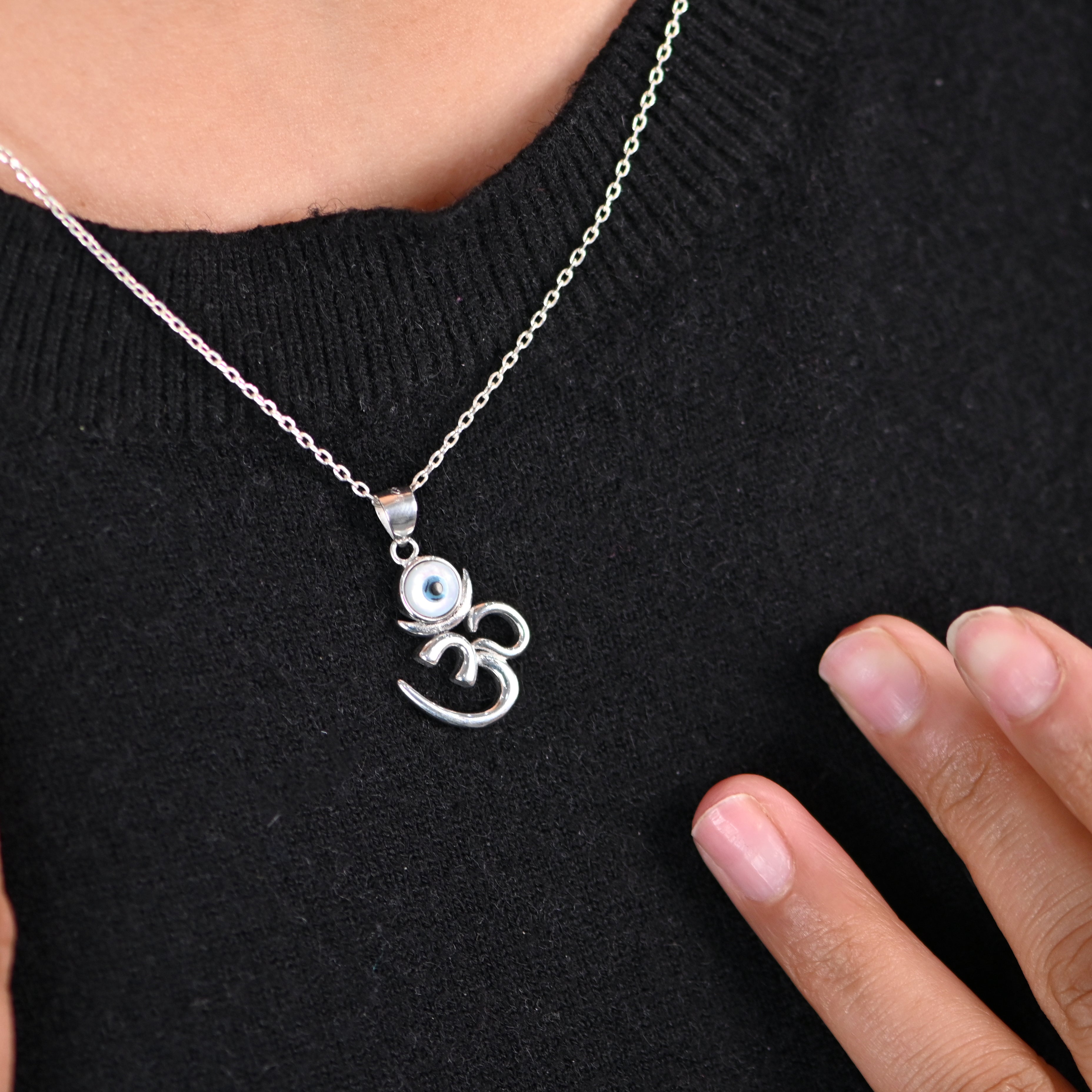 925 Sterling Silver Om Necklace Om Pendant