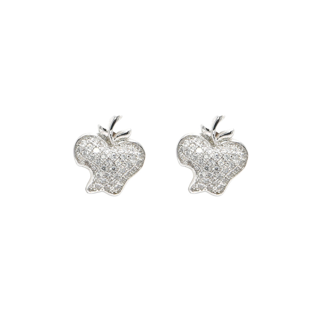 Rhodium-Plated 925 Sterling Silver Earrings with Round Brilliant CZ