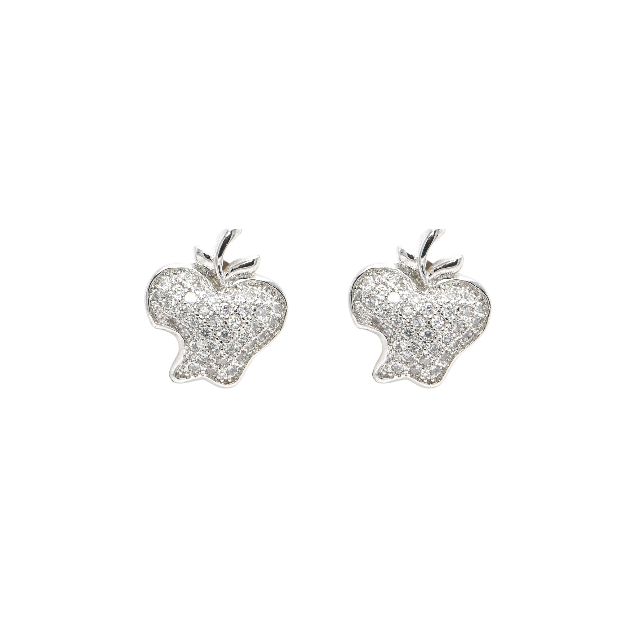 Rhodium-Plated 925 Sterling Silver Earrings with Round Brilliant CZ