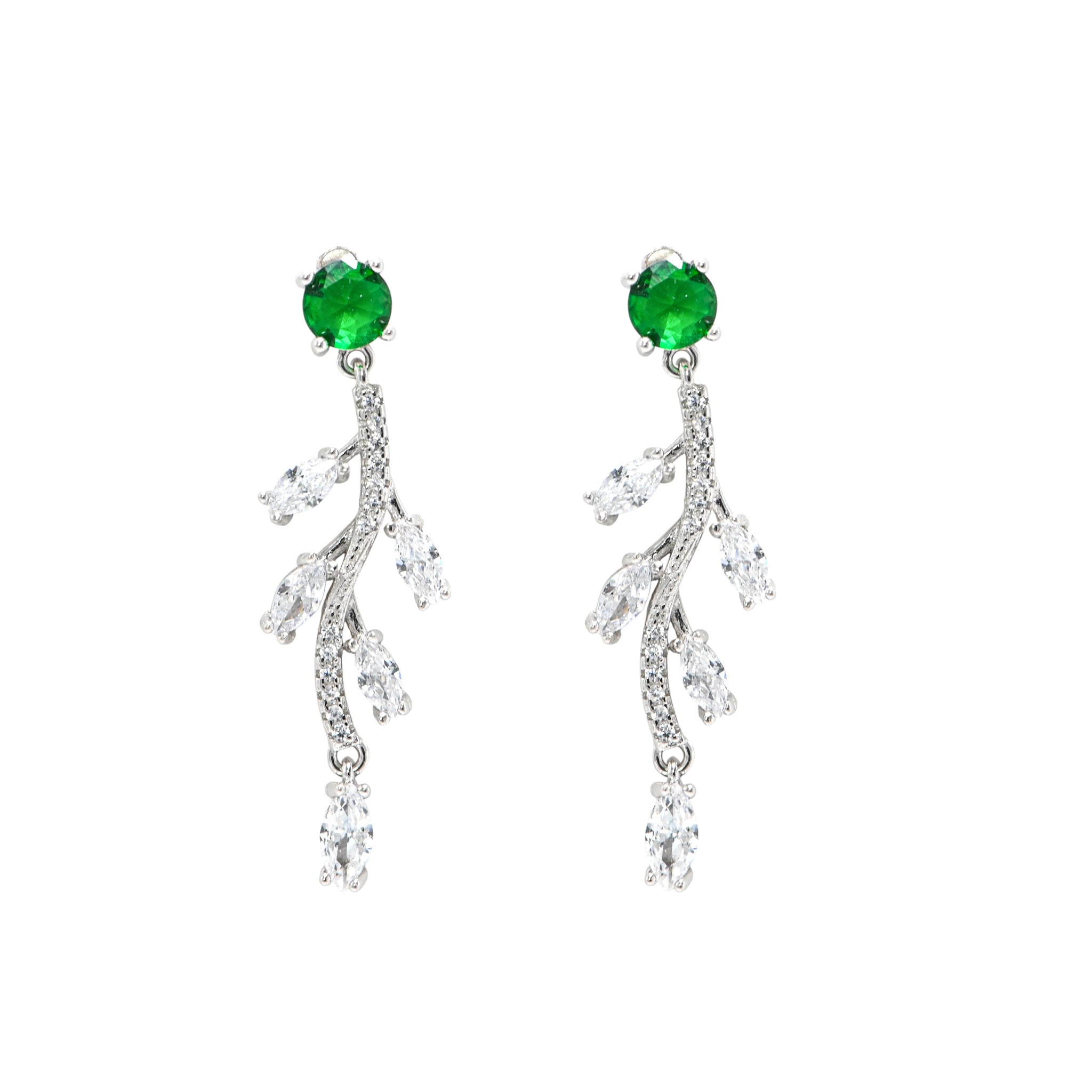 925 Sterling Silver Rhodium CZ Round Earrings Wedding Wear