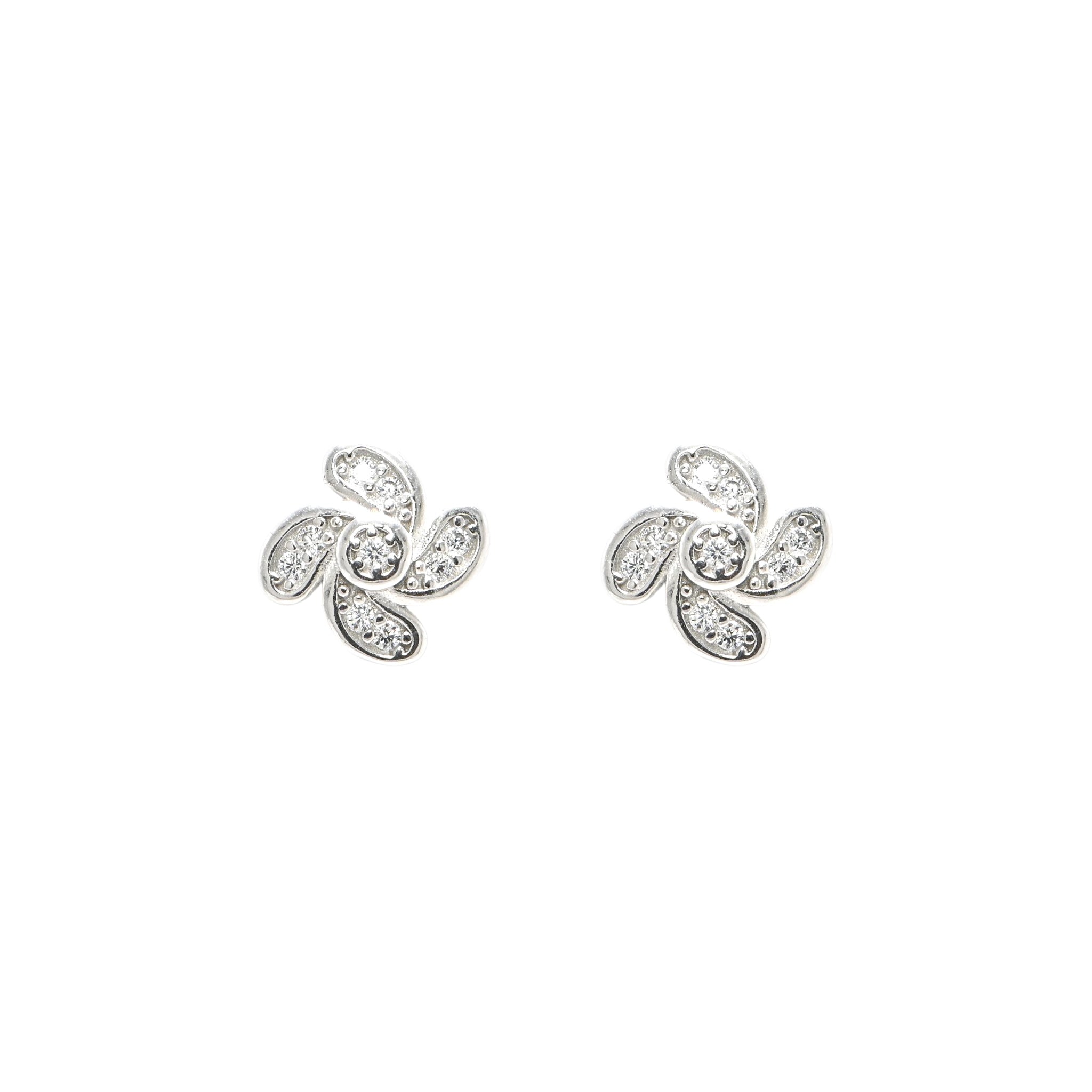 925 Sterling Silver Rhodium CZ Round Stud Earrings – Timeless Gift