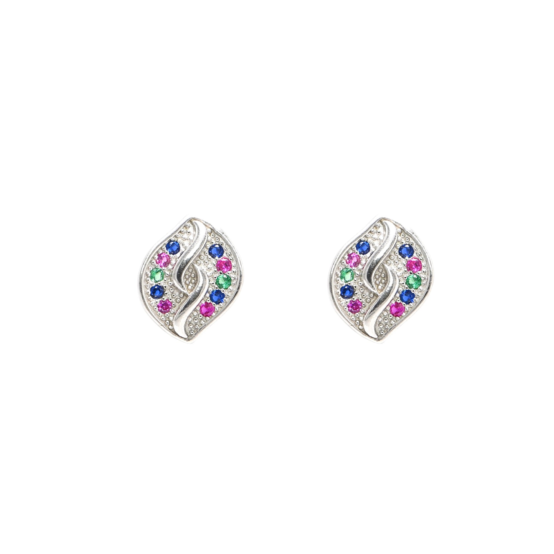 Rhodium Plated 925 Sterling Silver CZ Round Stud Earrings for Women