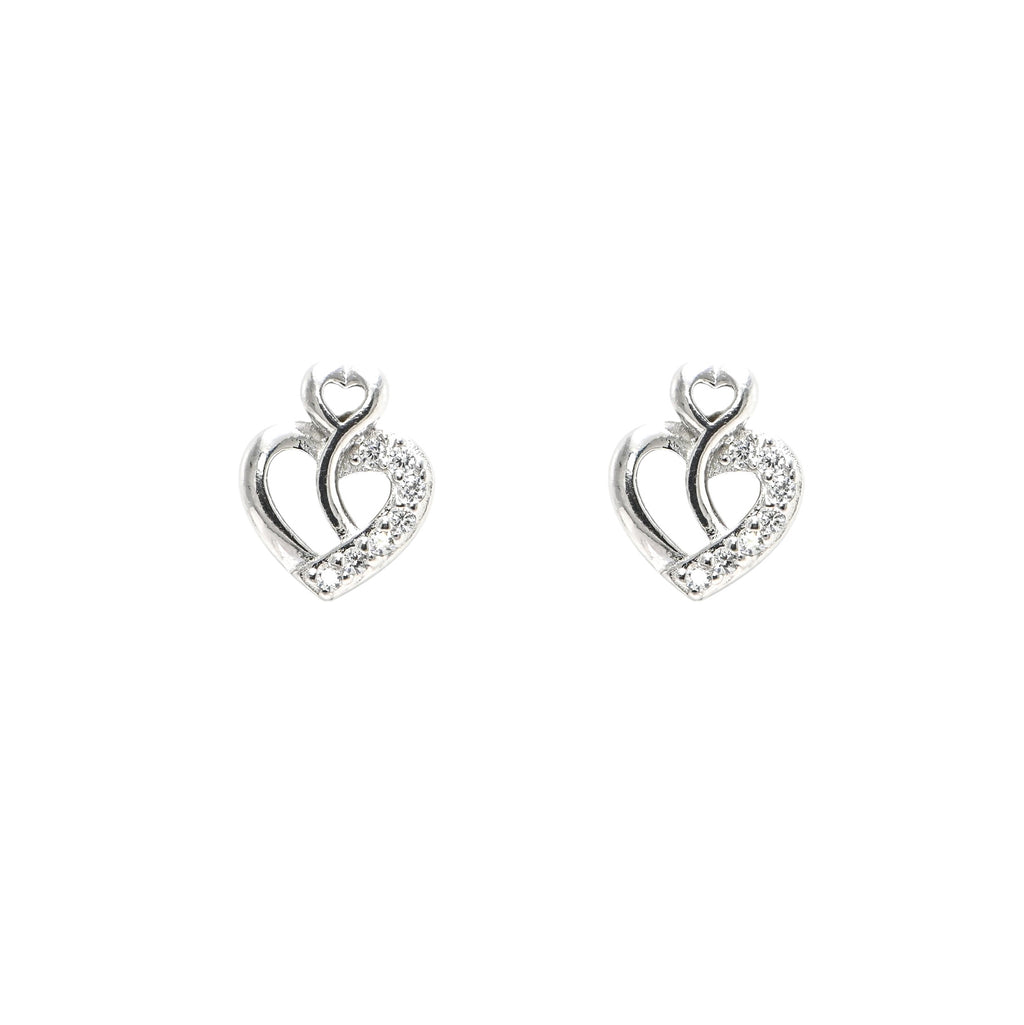 Elegant 925 Sterling Silver Rhodium-Plated Round CZ Stud Earrings