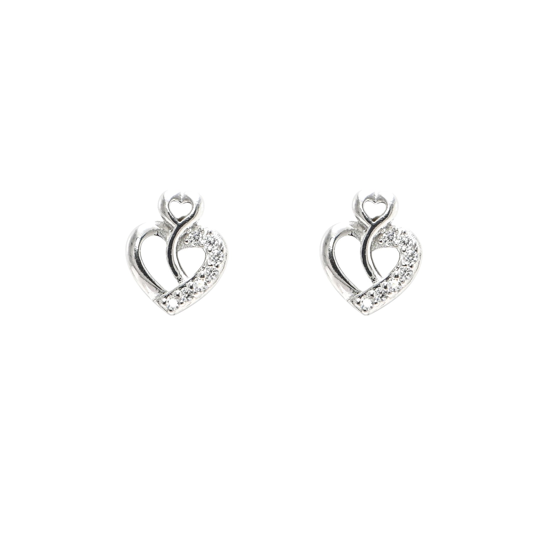 Elegant 925 Sterling Silver Rhodium-Plated Round CZ Stud Earrings