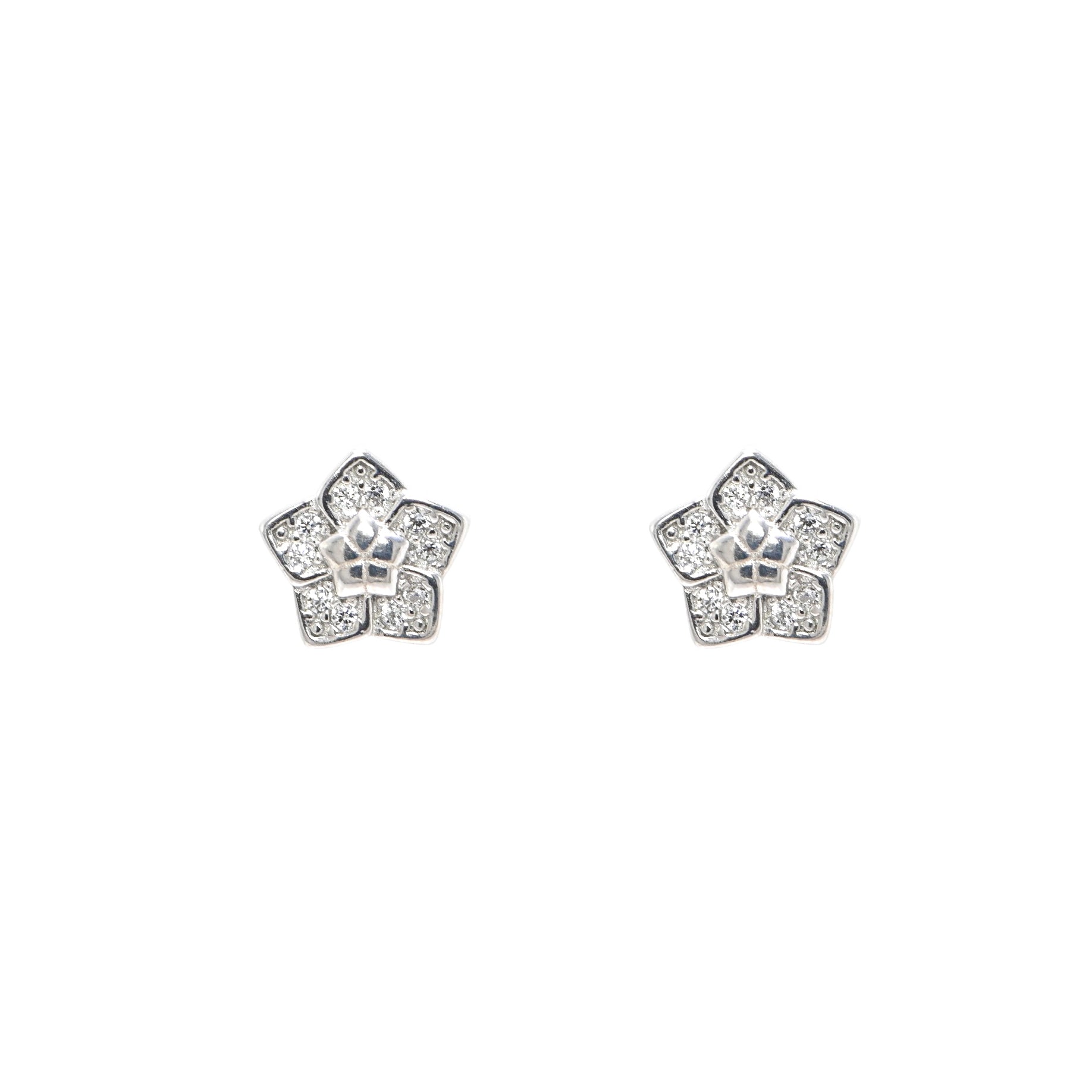 925 Sterling Silver Rhodium-Plated Round CZ Stud Earrings Everyday Use