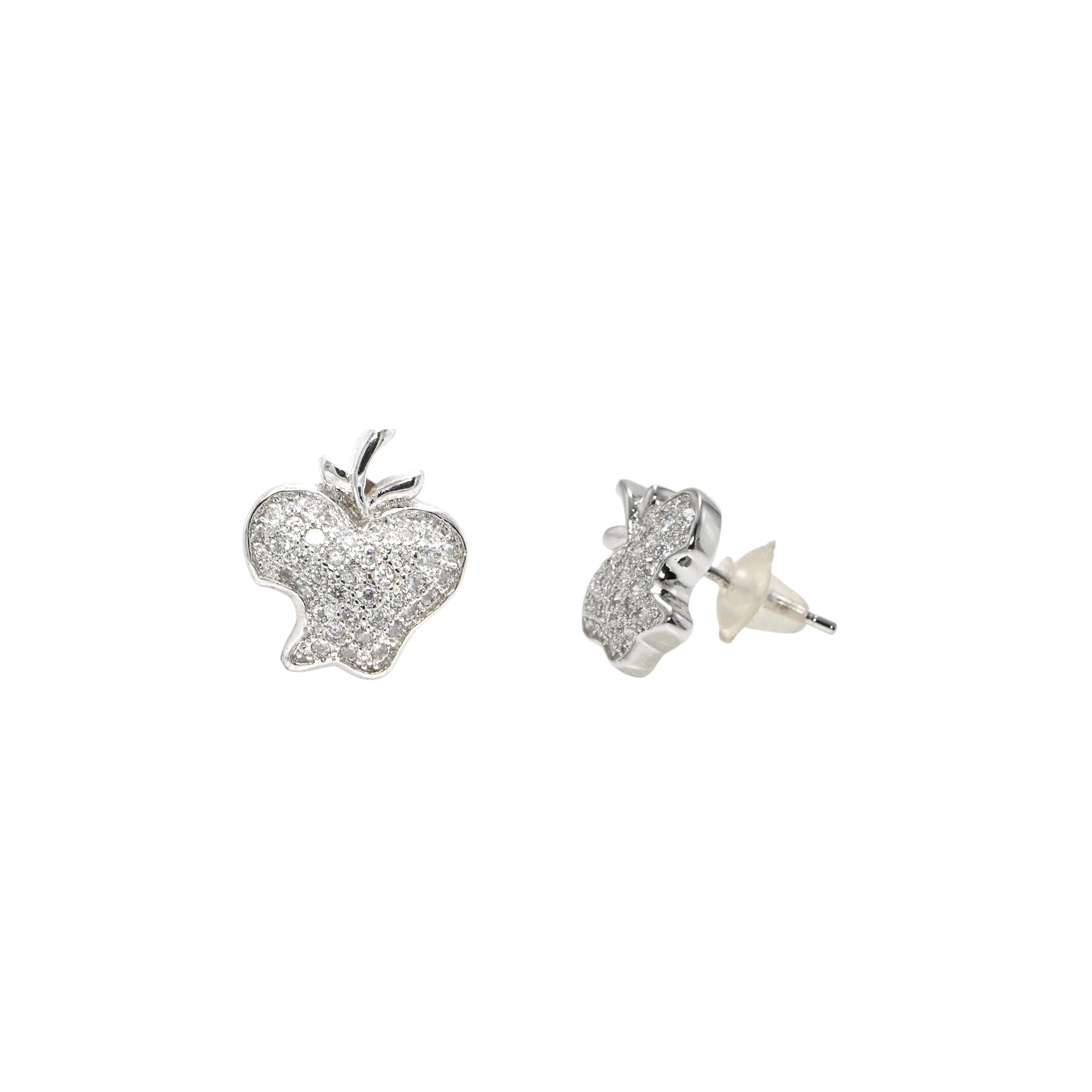 Rhodium-Plated 925 Sterling Silver Earrings with Round Brilliant CZ