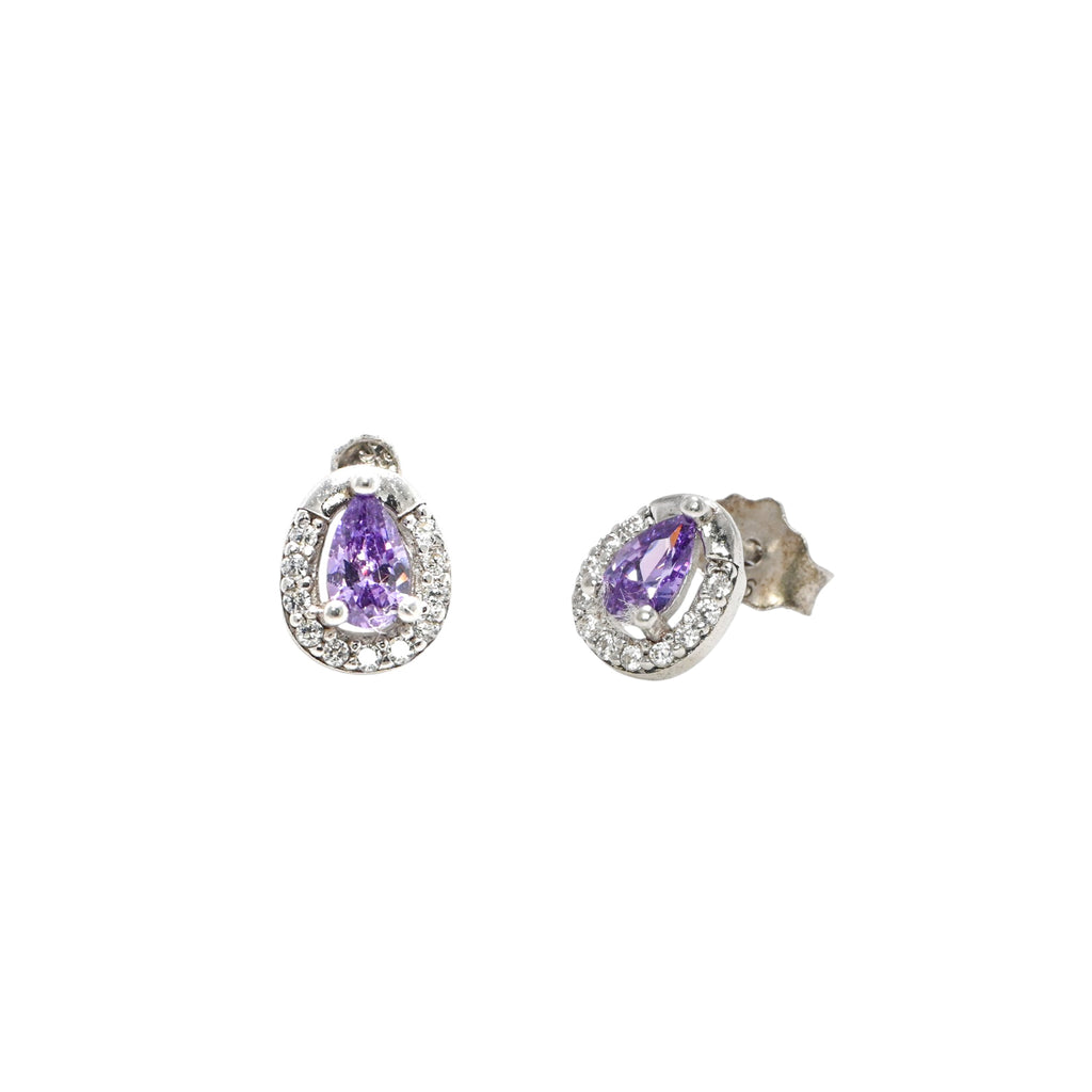 925 Sterling Silver Rhodium CZ Round Stud Earrings