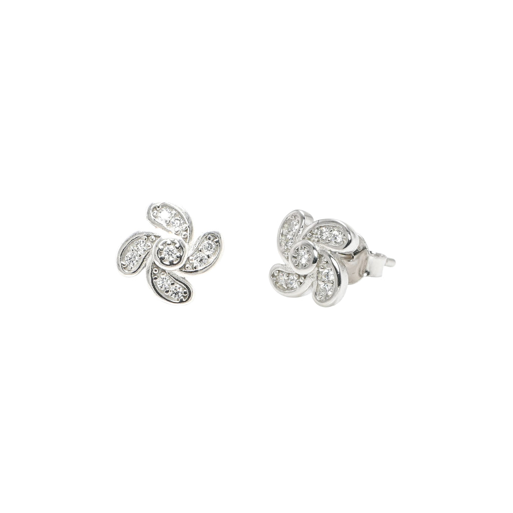 925 Sterling Silver Rhodium CZ Round Stud Earrings – Timeless Gift
