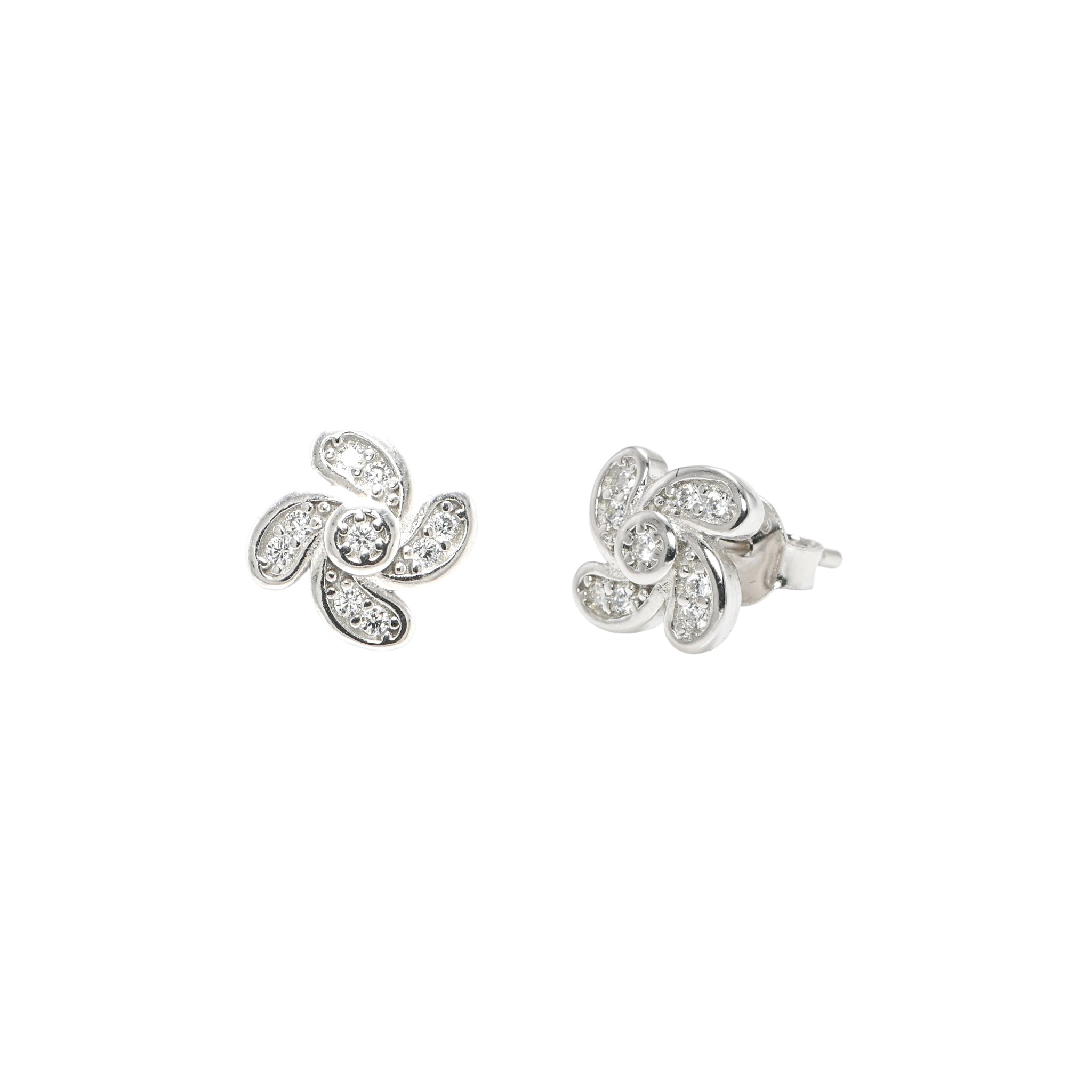 925 Sterling Silver Rhodium CZ Round Stud Earrings – Timeless Gift
