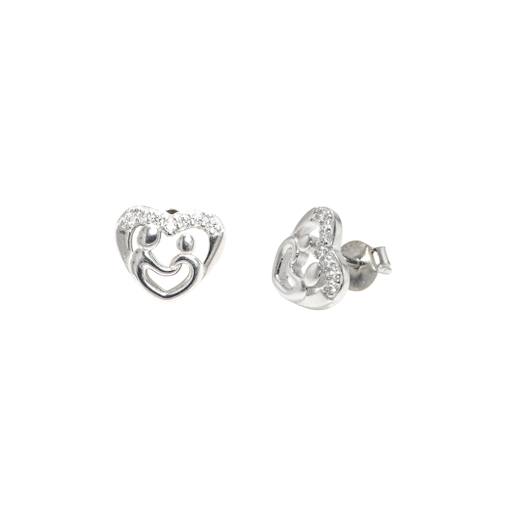 Rhodium Plated 925 Sterling Silver CZ Round Stud Earrings for Women