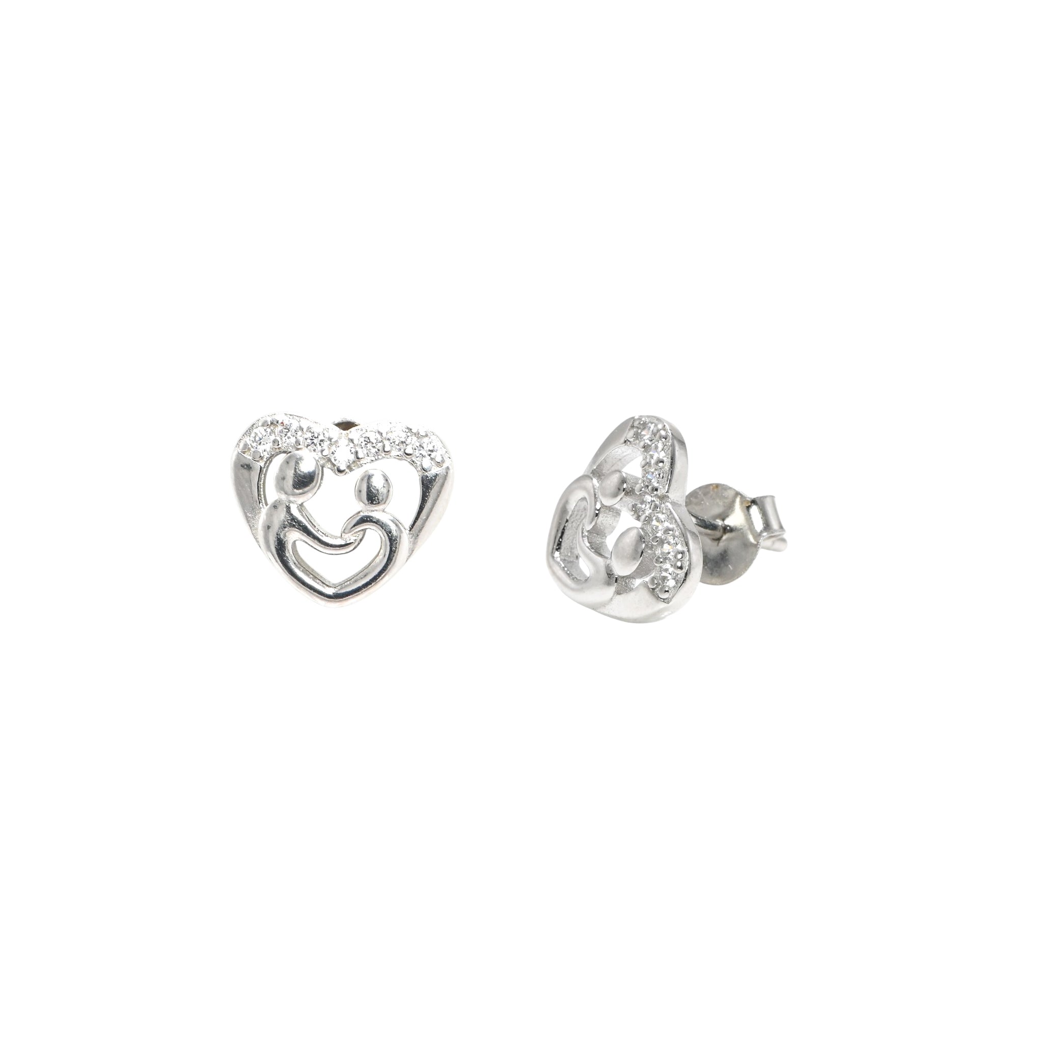 Rhodium Plated 925 Sterling Silver CZ Round Stud Earrings for Women