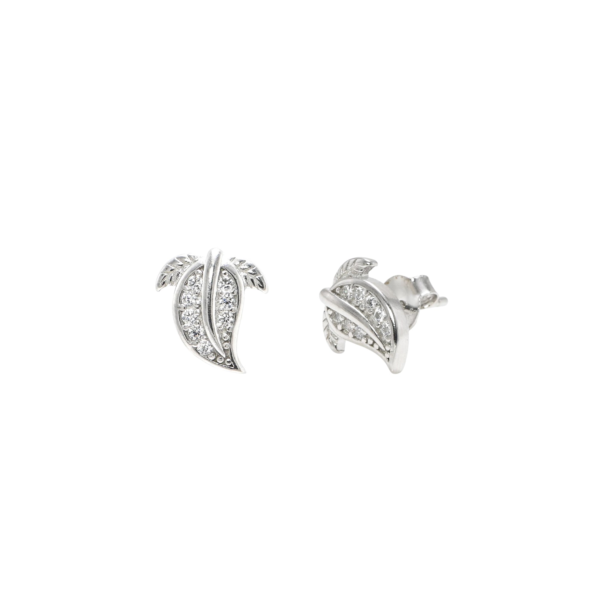 Fine 925 Sterling Silver Rhodium-Plated Round CZ Stud Earrings