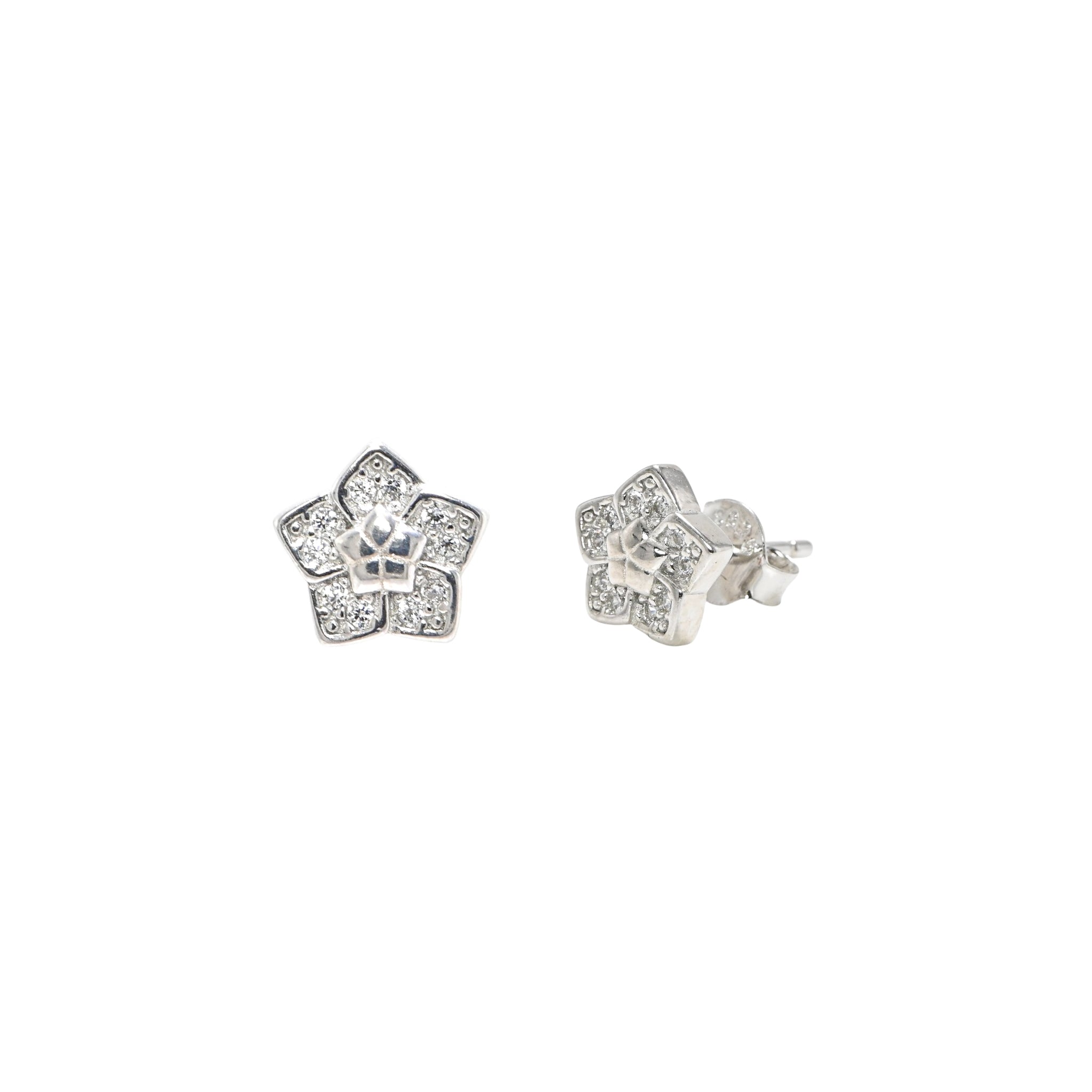 925 Sterling Silver Rhodium-Plated Round CZ Stud Earrings Everyday Use