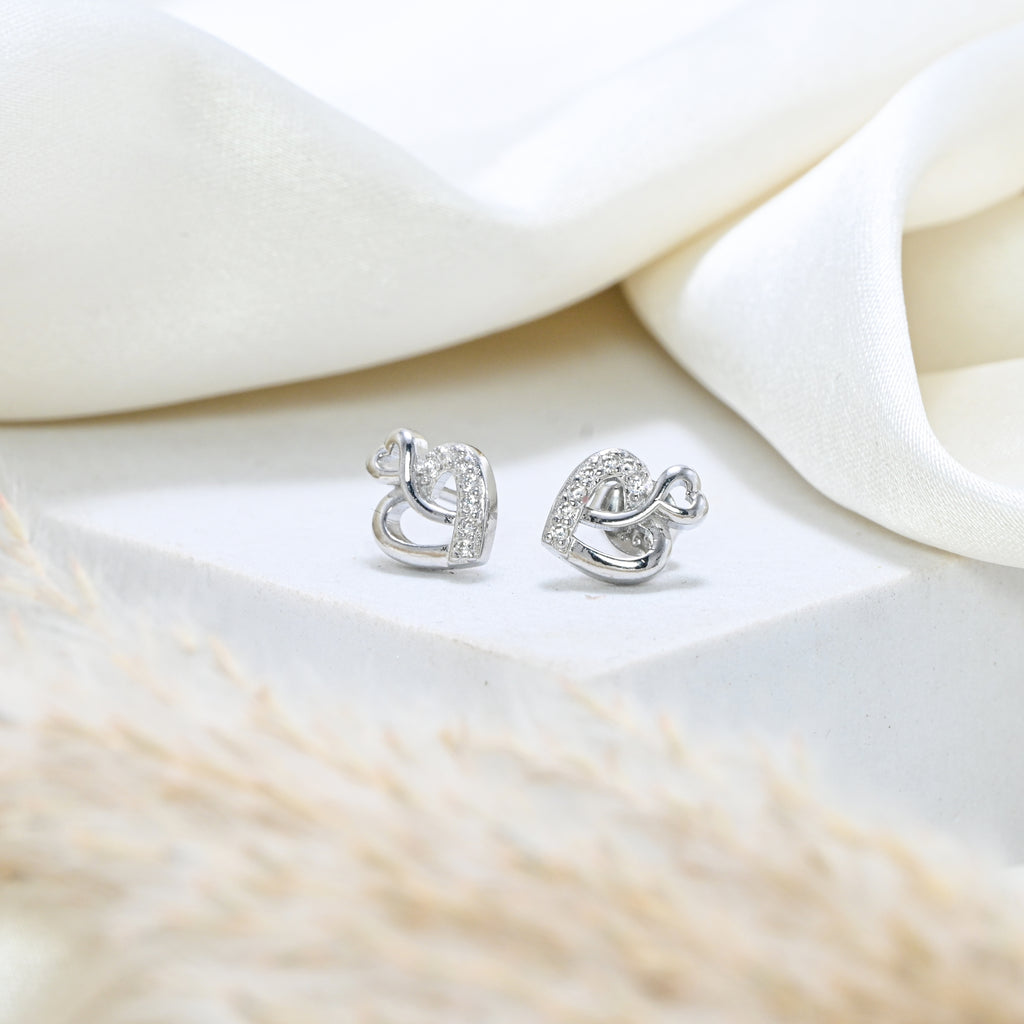 Elegant 925 Sterling Silver Rhodium-Plated Round CZ Stud Earrings