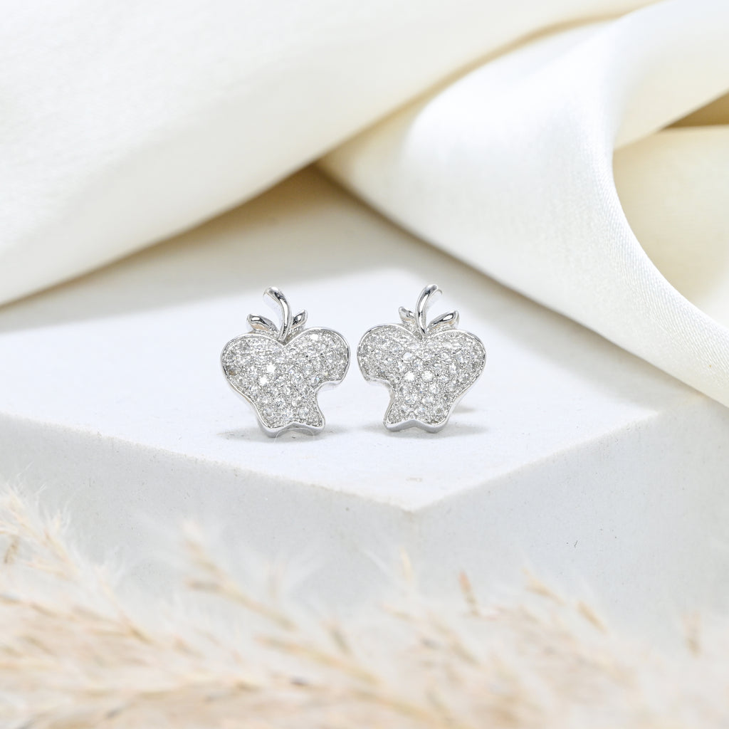 Rhodium-Plated 925 Sterling Silver Earrings with Round Brilliant CZ