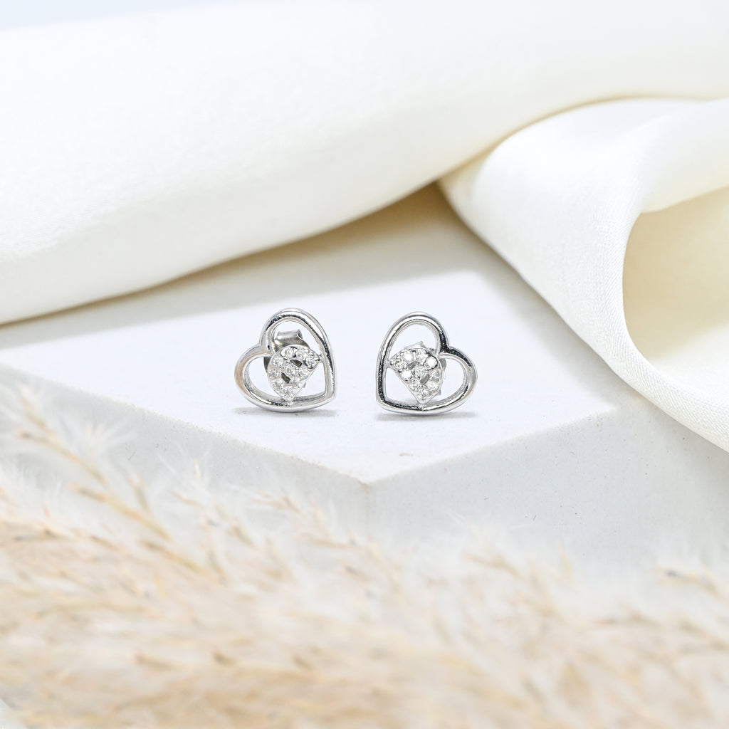 925 Sterling Silver Round Brilliant Cubic Zirconia Rhodium Finish Earrings