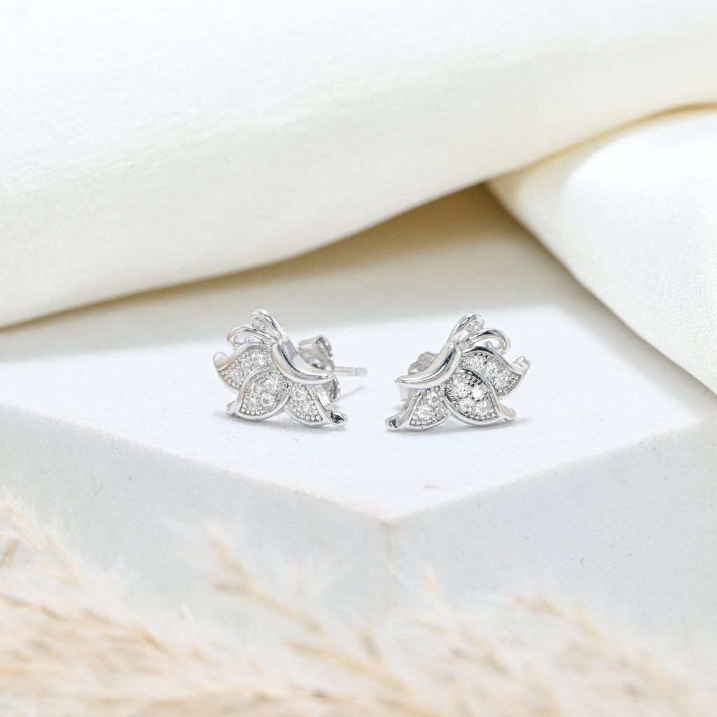 925 Sterling Silver Round Brilliant Cubic Zirconia Rhodium Finish Earrings