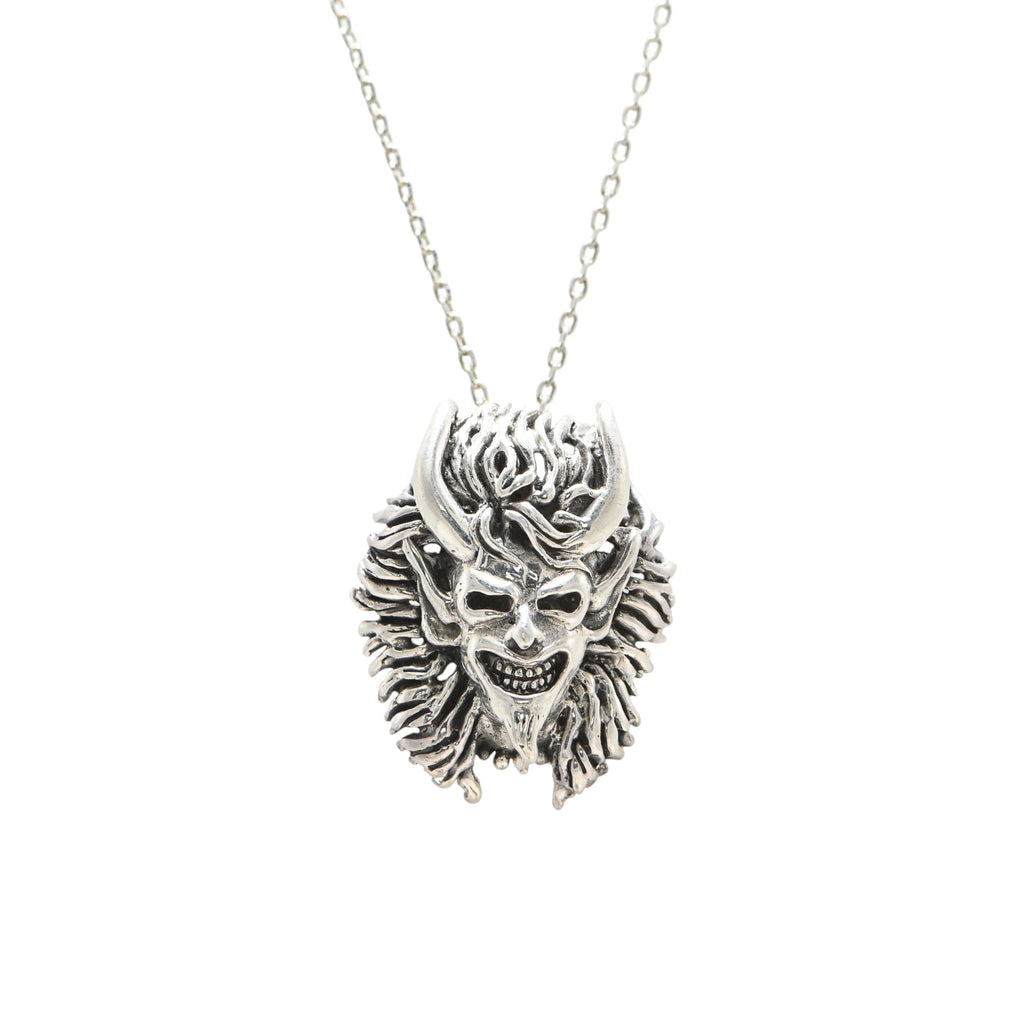 925 Sterling Silver Demon Mask Pendant Necklace Unisex Wear