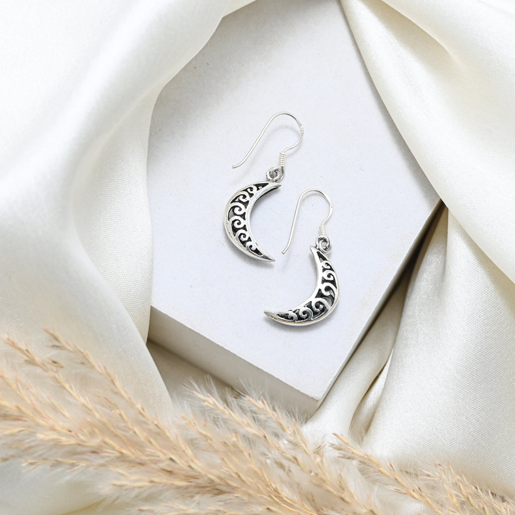 925 Sterling Silver Oxidised Classic Earrings Vintage Jewellery