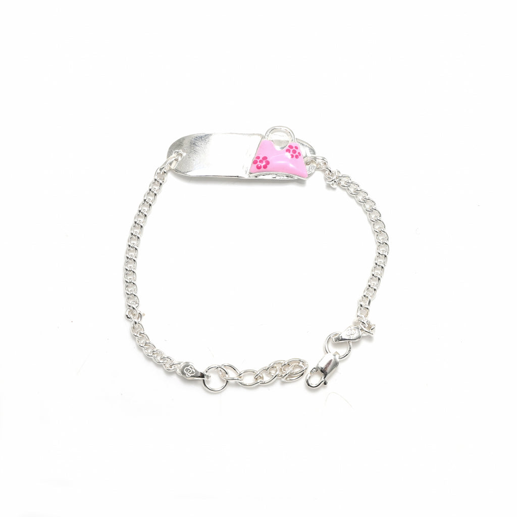 Cute Baby Girl Pink Bracelet in 925 Sterling Silver Adjustable Chain