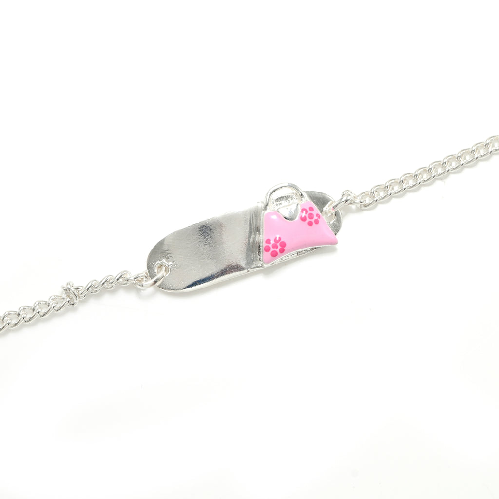 Cute Baby Girl Pink Bracelet in 925 Sterling Silver Adjustable Chain