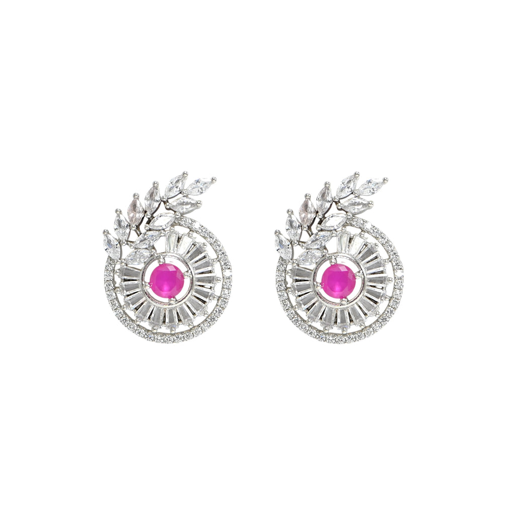 Handmade 925 Sterling Silver Pink CZ Jewelry Set, Wedding & Party Wear