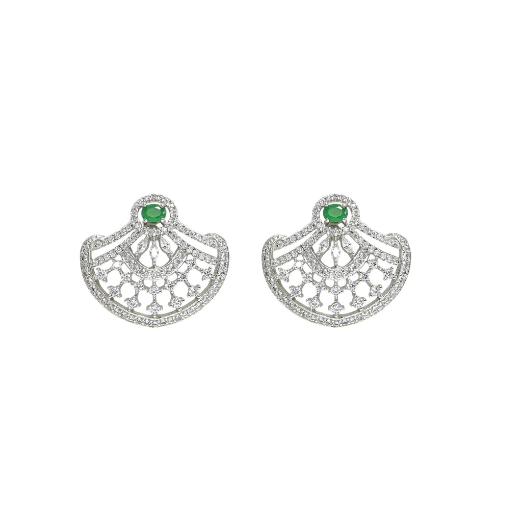 Classic Green CZ Jewelry Set in 925 Sterling Silver, Gift for Wife / Girlfriend
