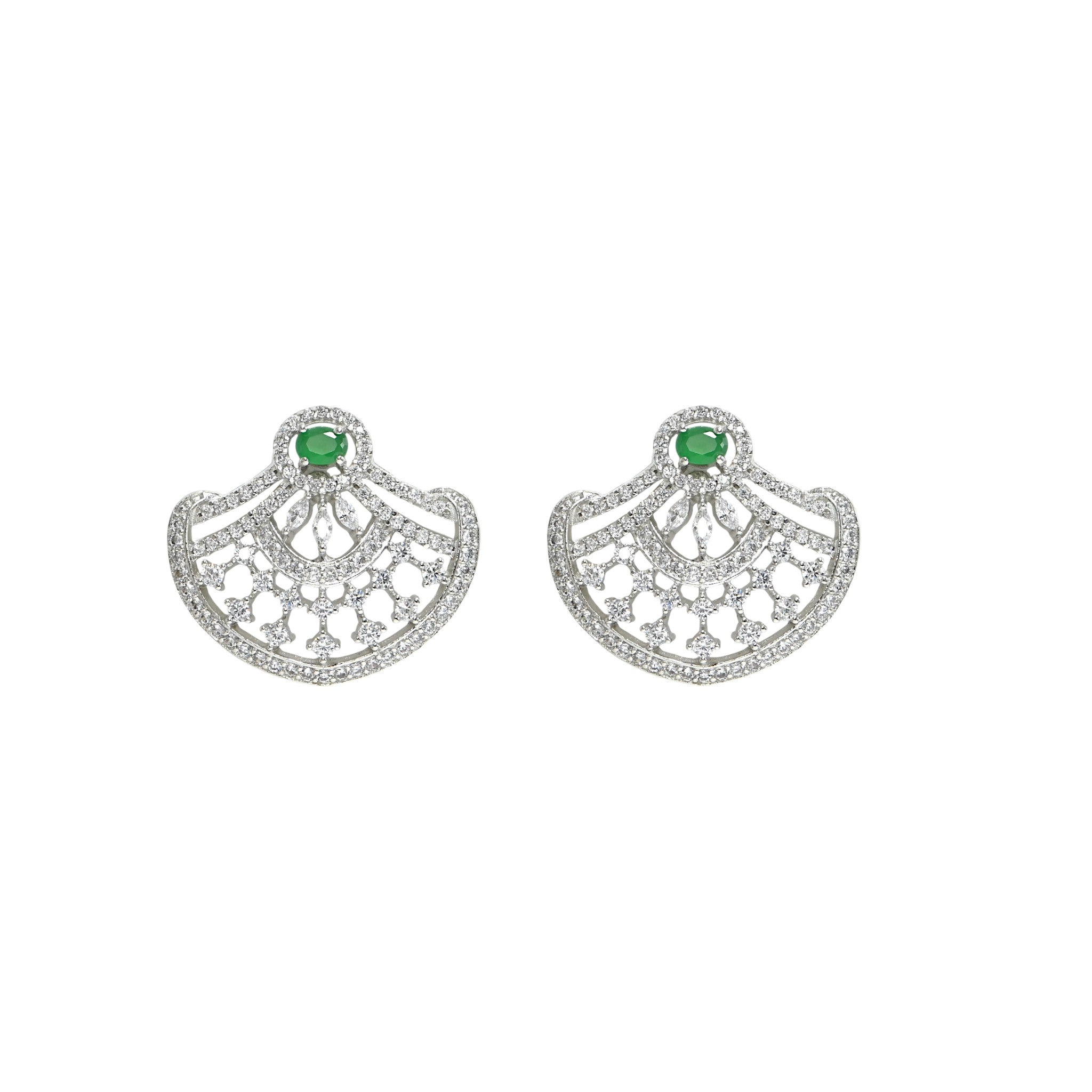 Classic Green CZ Jewelry Set in 925 Sterling Silver, Gift for Wife / Girlfriend