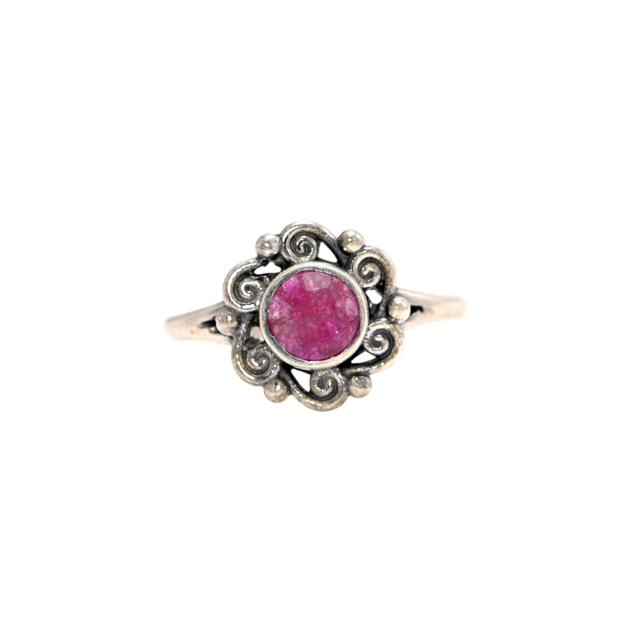 925 Sterling Silver Red Garnet Ring, Round Brilliant Cut