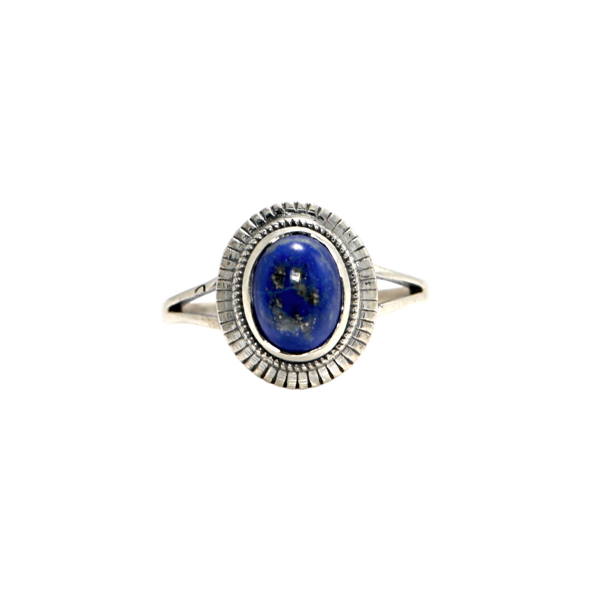 925 Sterling Silver Oval Lapis Lazuli Ring – Brilliant Cut with Oxidised Turkish Finish