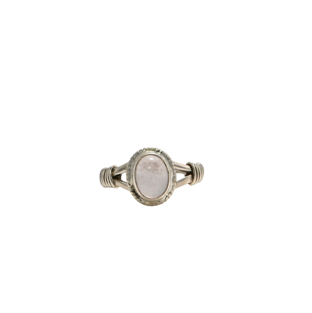 925 Sterling Silver Oval Rose Quartz Ring – Brilliant Cut with Oxidised Turkish Finish